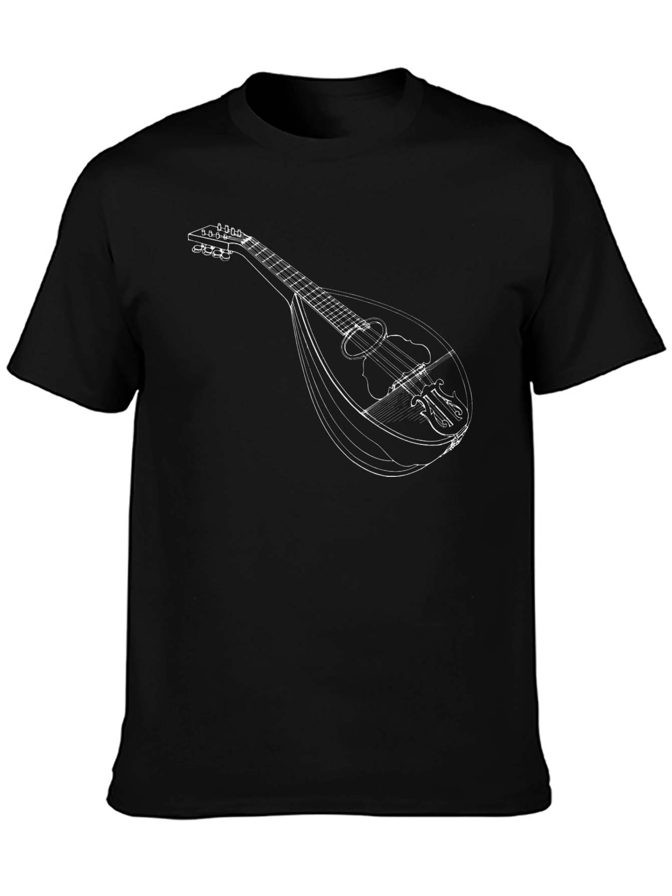Mandolin Sketch Graphic Tee - Musicians Classic Black T-Shirt