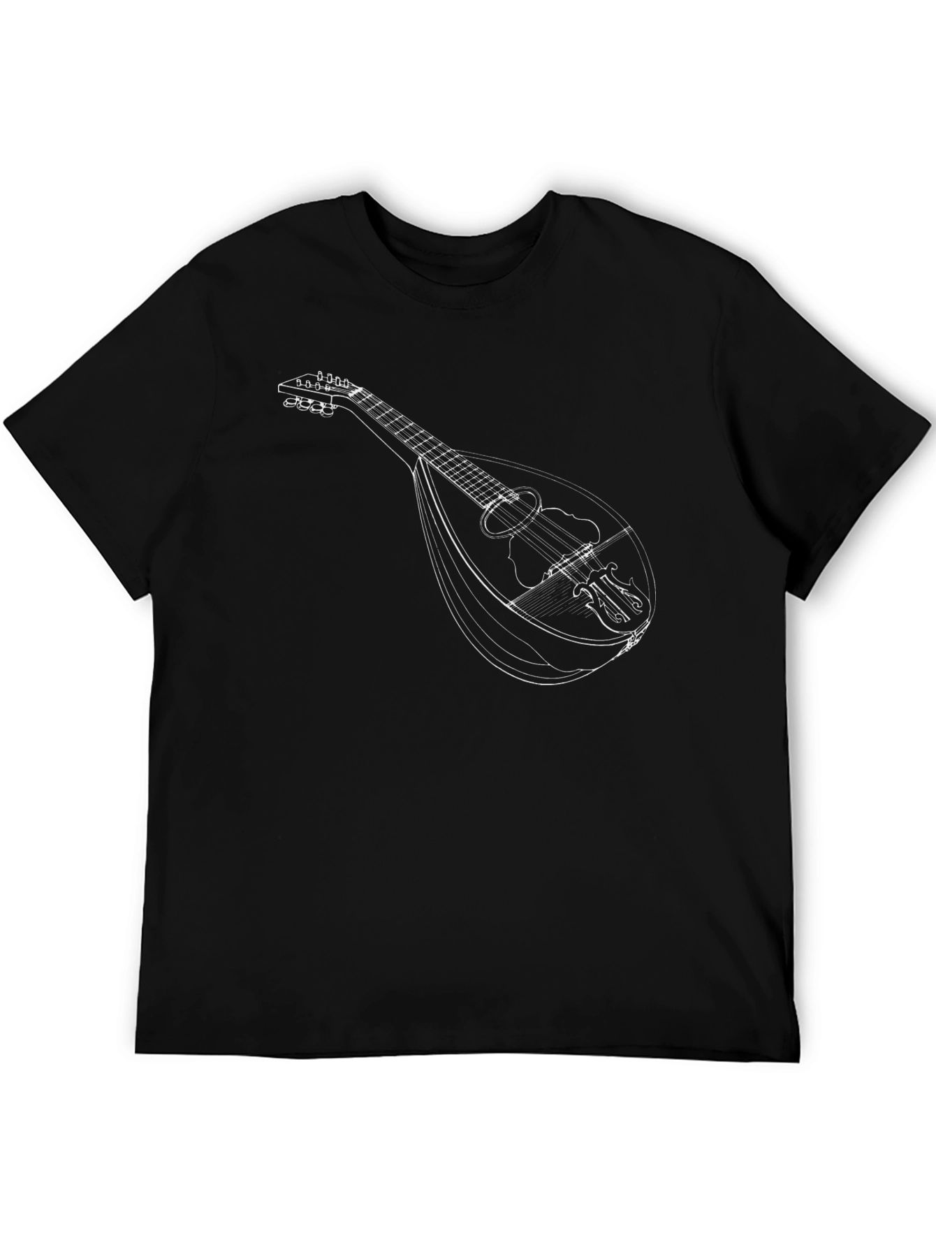 Mandolin Sketch Graphic Tee - Musicians Classic Black T-Shirt