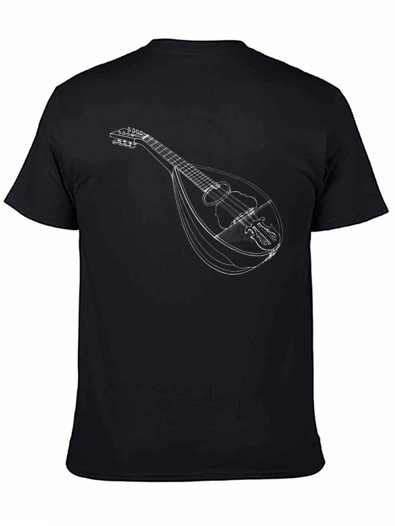 Mandolin Sketch Graphic Tee - Musicians Classic Black T-Shirt