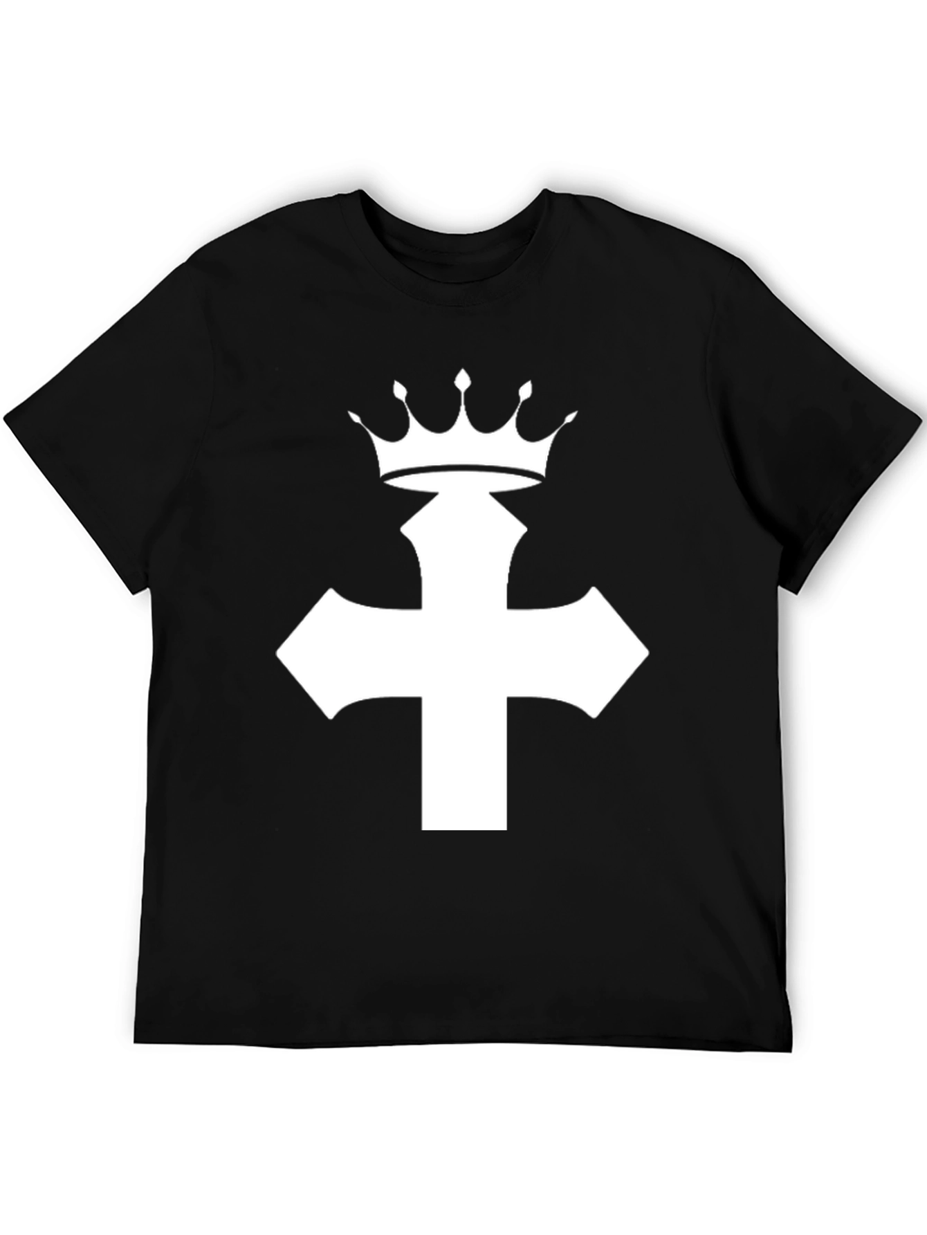 Crown Cross Graphic Tee - Black Cotton Blend T-Shirt