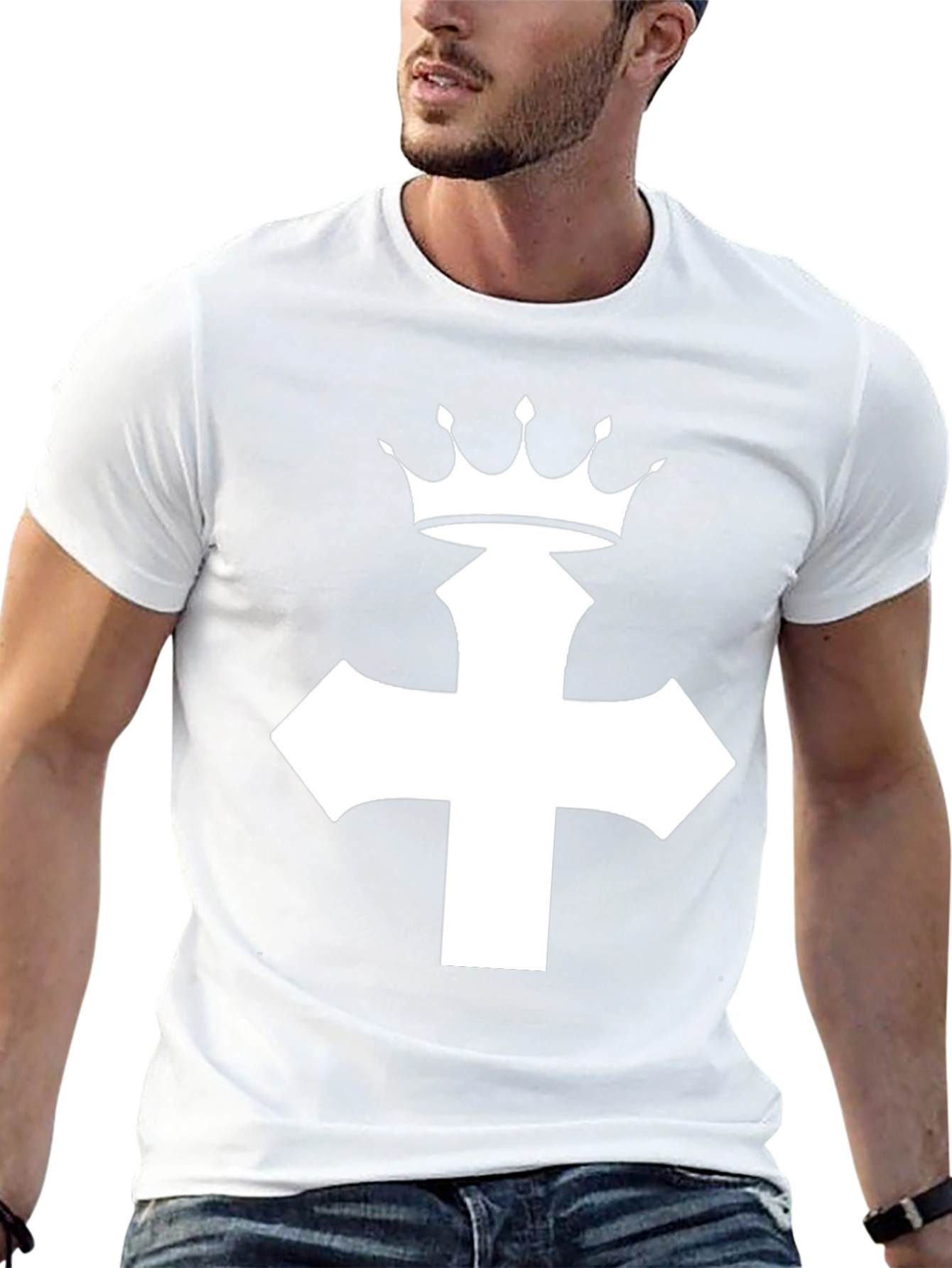 Crown Cross Graphic Tee - Black Cotton Blend T-Shirt
