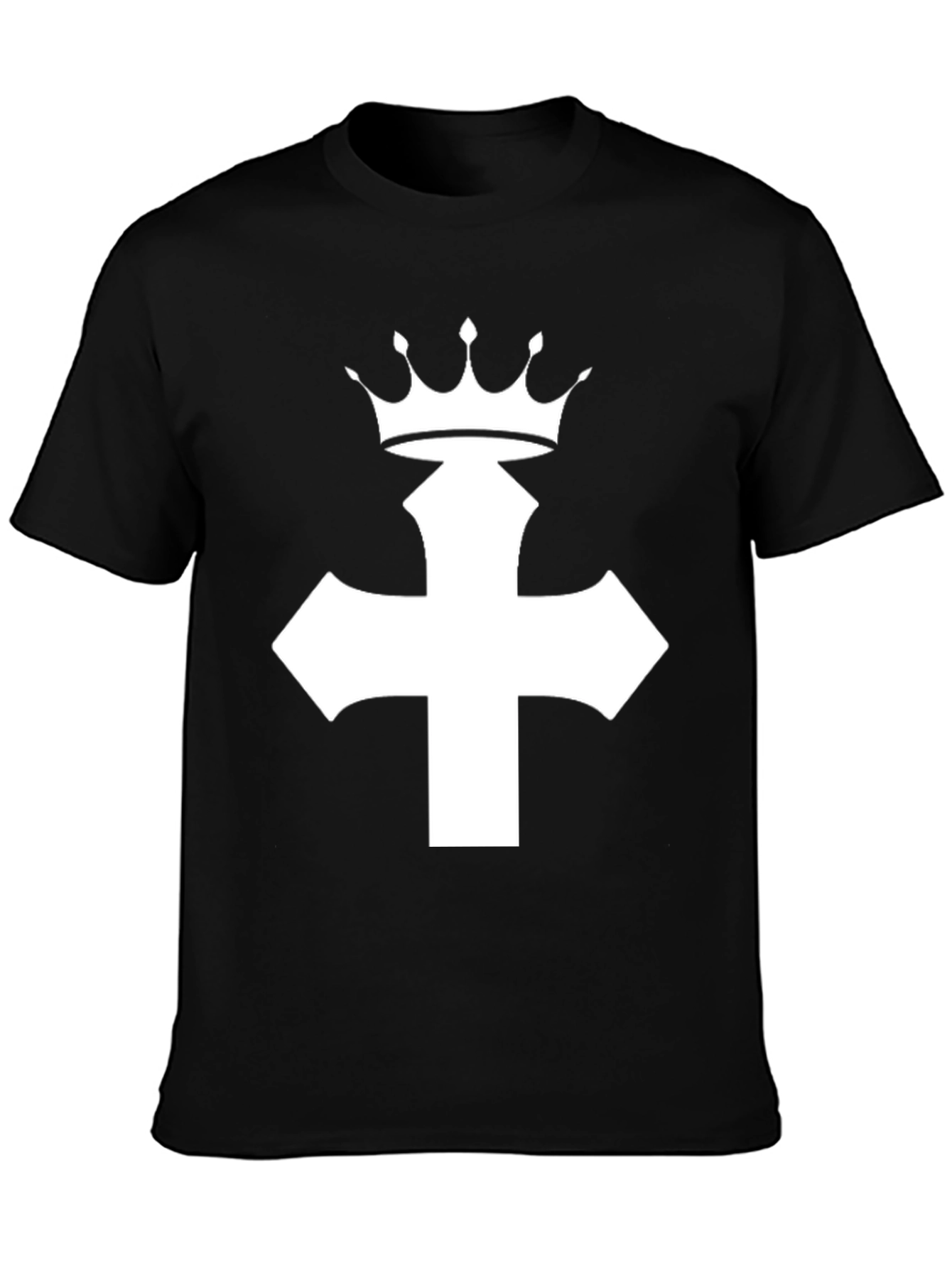 Crown Cross Graphic Tee - Black Cotton Blend T-Shirt