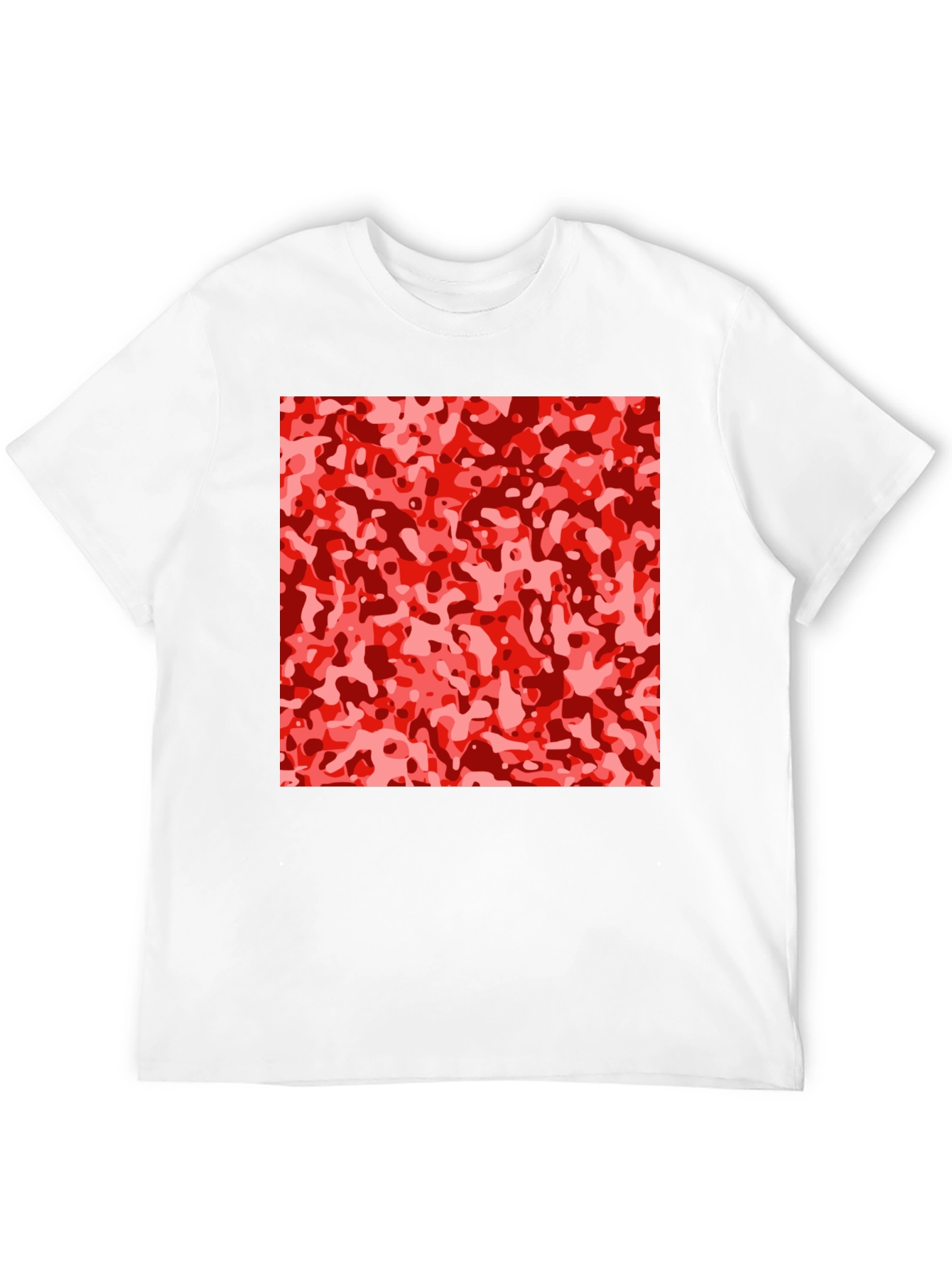 Red Camo Print Black T-Shirt