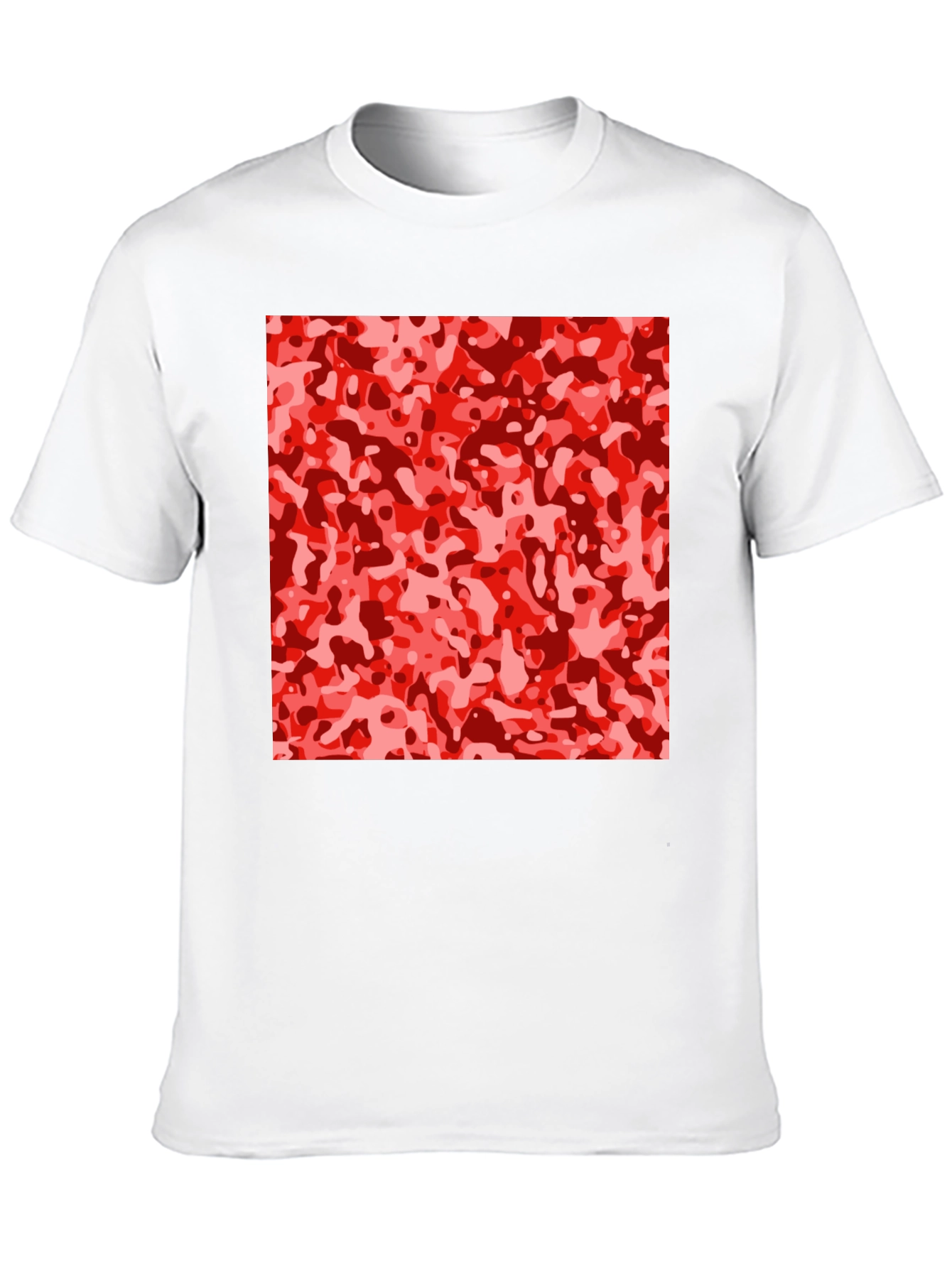 Red Camo Print Black T-Shirt