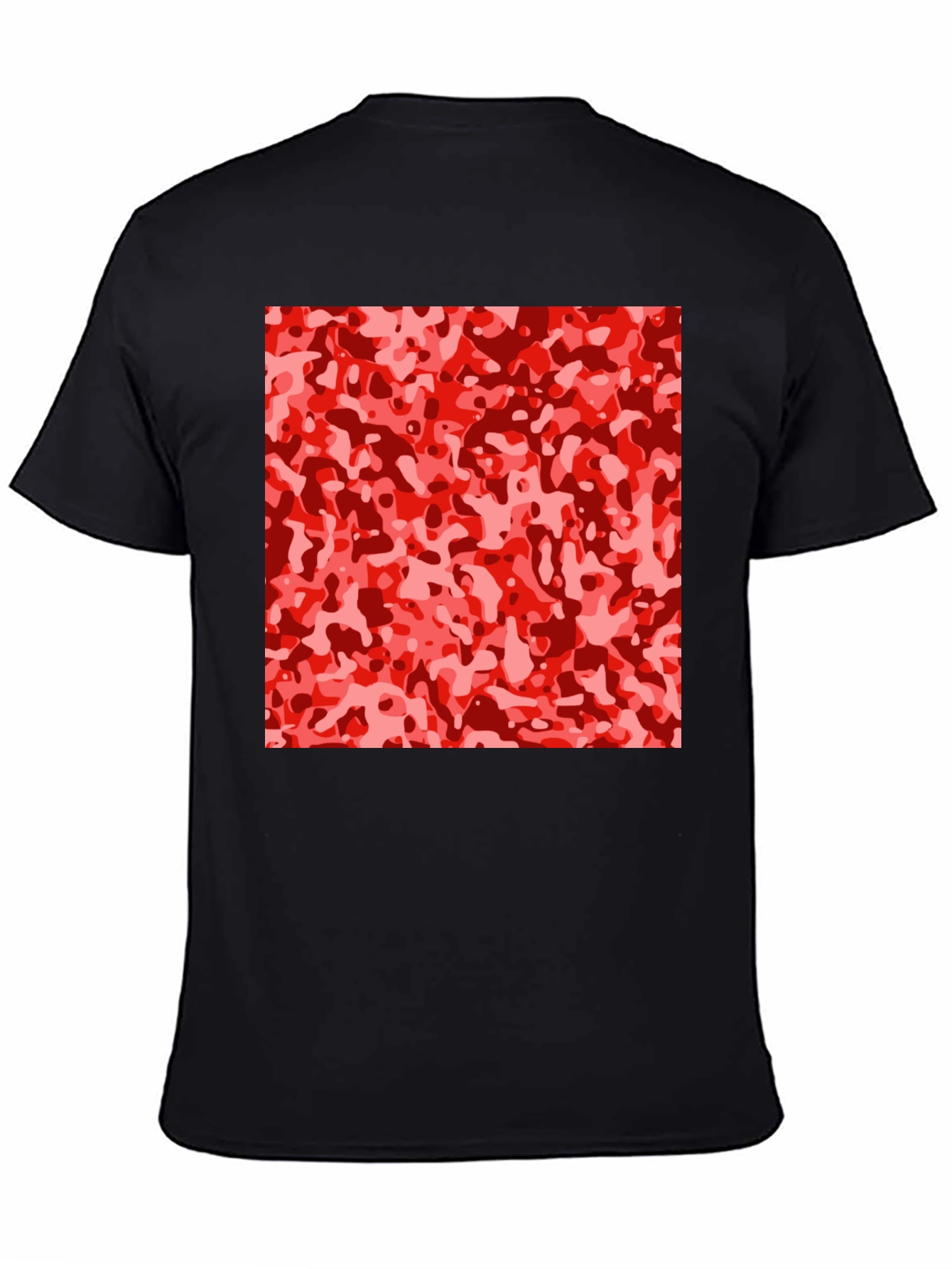 Red Camo Print Black T-Shirt