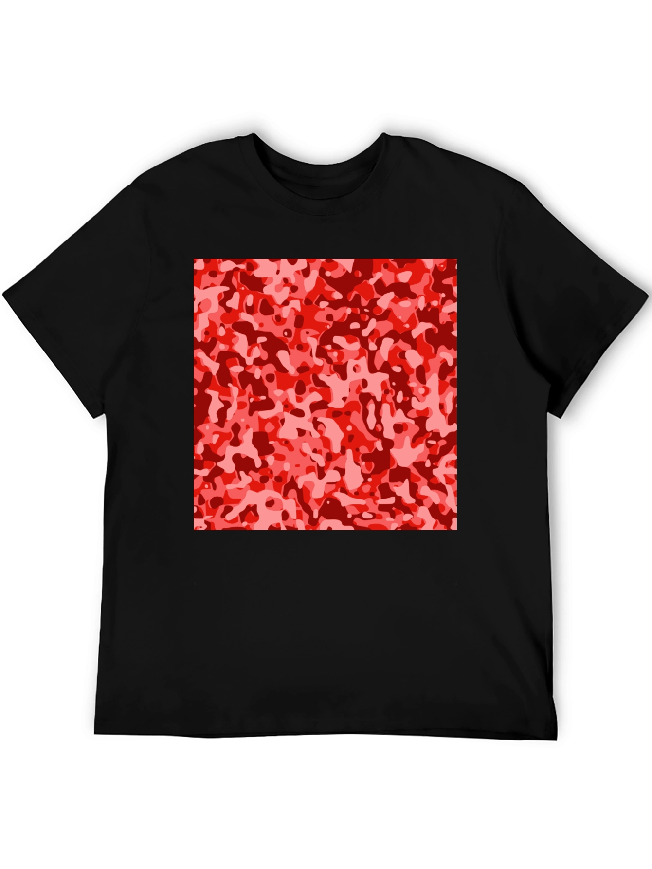 Red Camo Print Black T-Shirt