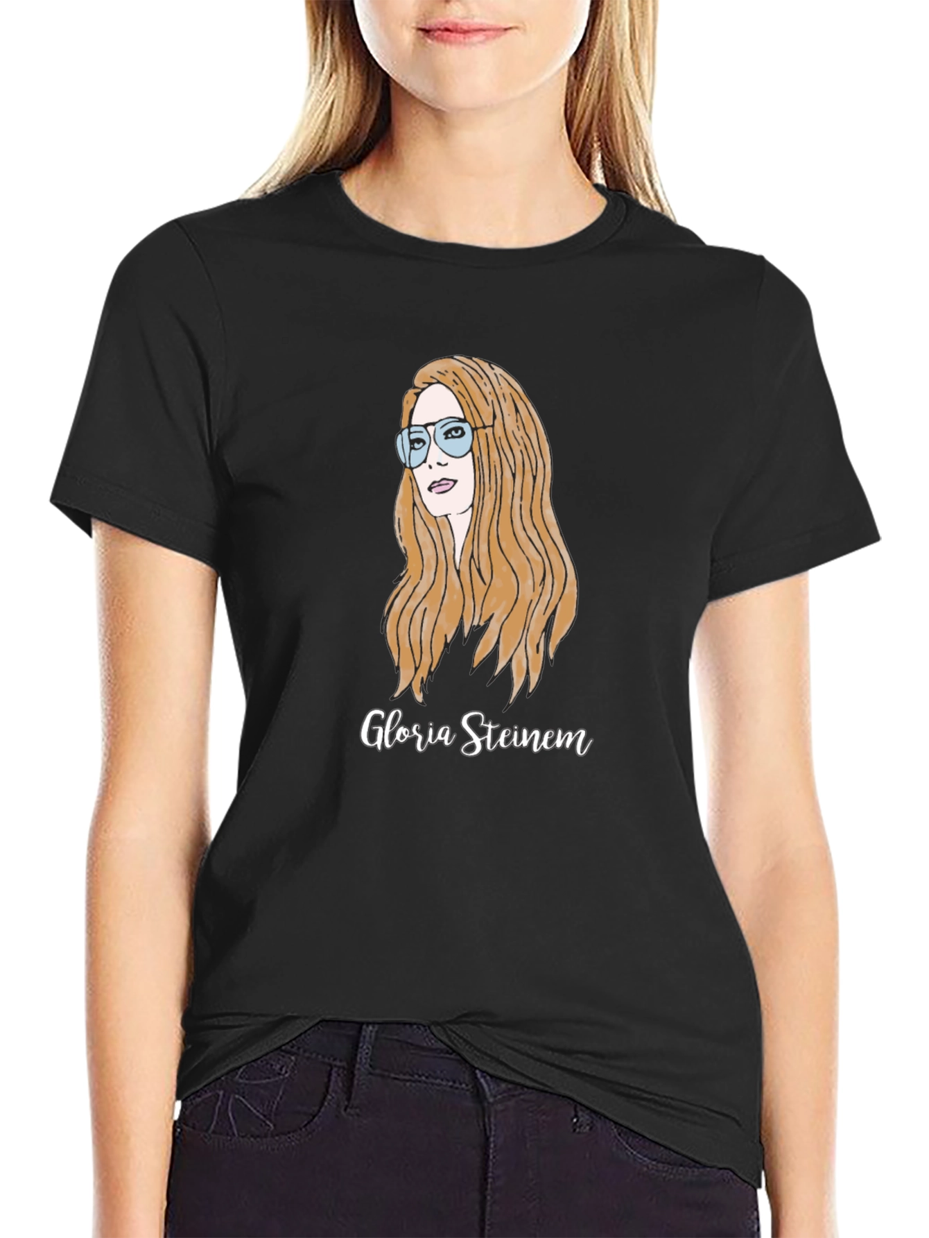 Gloria Steinem Graphic Tee - Black Cotton T-Shirt