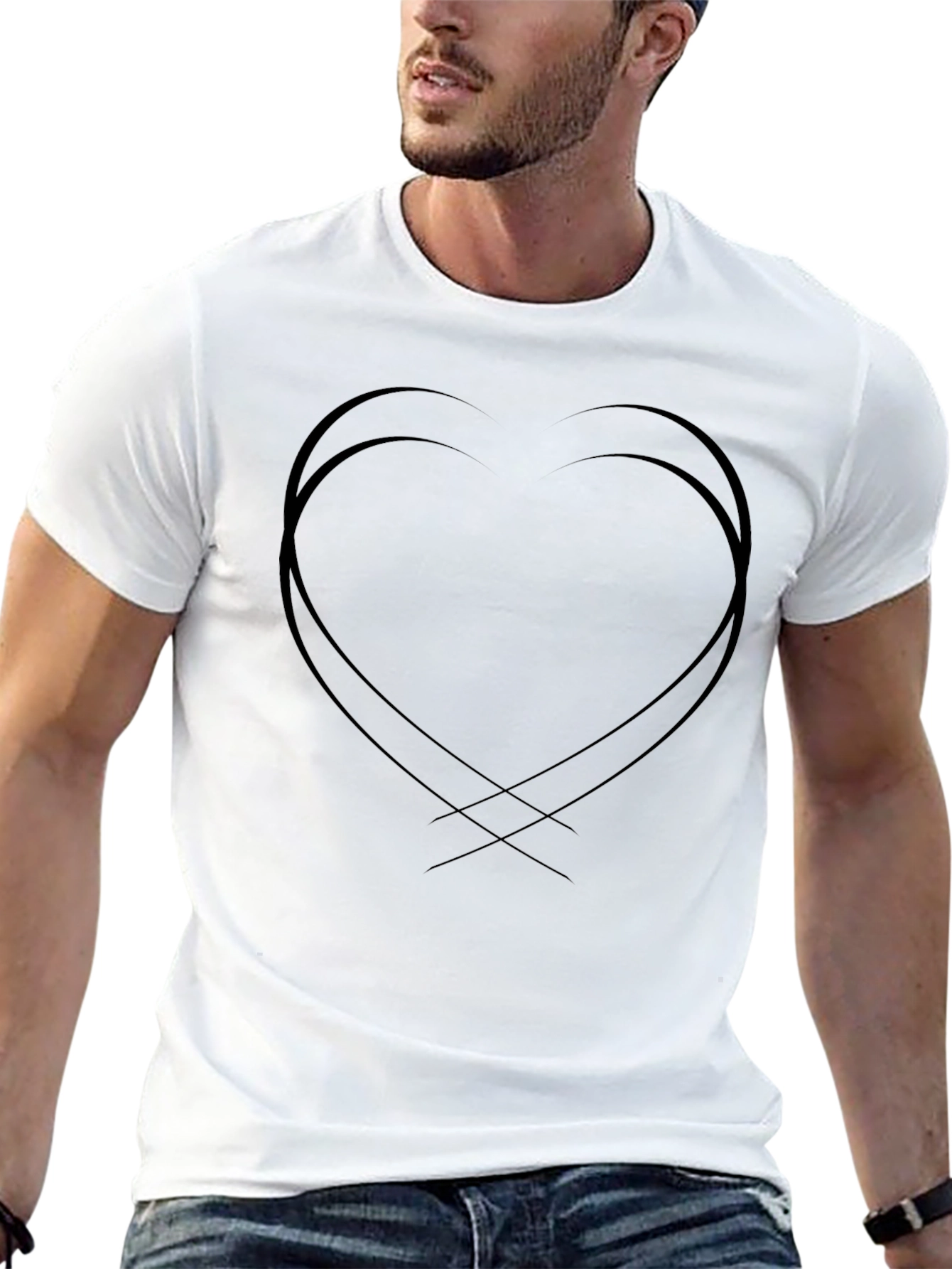 Heart Lines Graphic Black T-Shirt