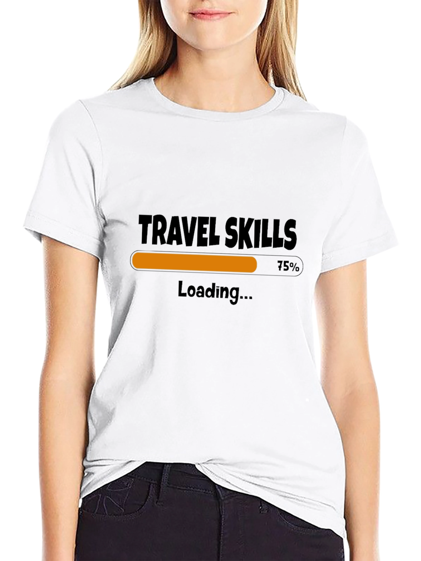 Travel Skills Loading T-Shirt - Black Casual Style