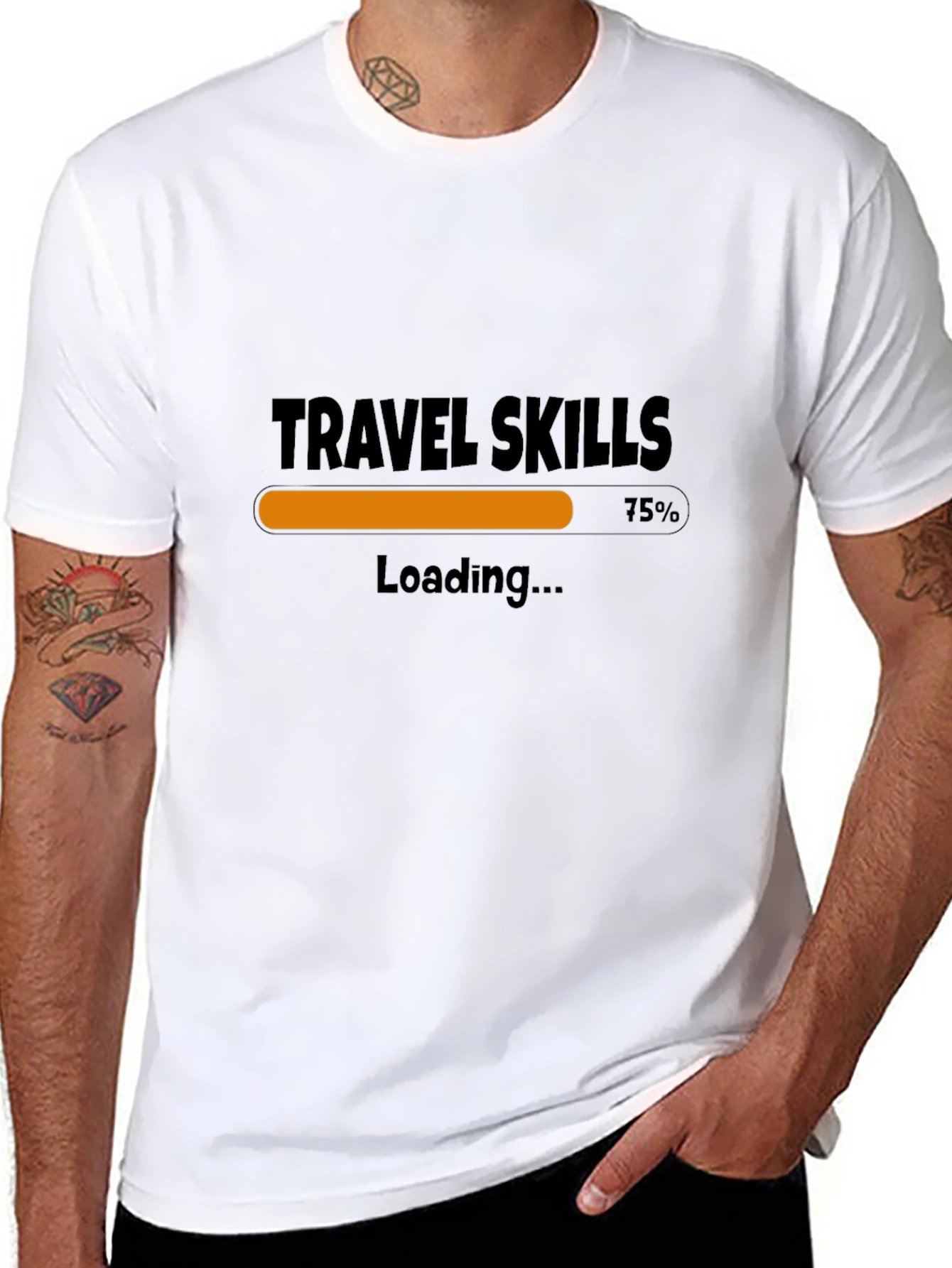 Travel Skills Loading T-Shirt - Black Casual Style