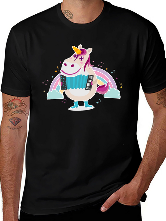 Unicorn Accordion T-Shirt - Musical Rainbow Tee