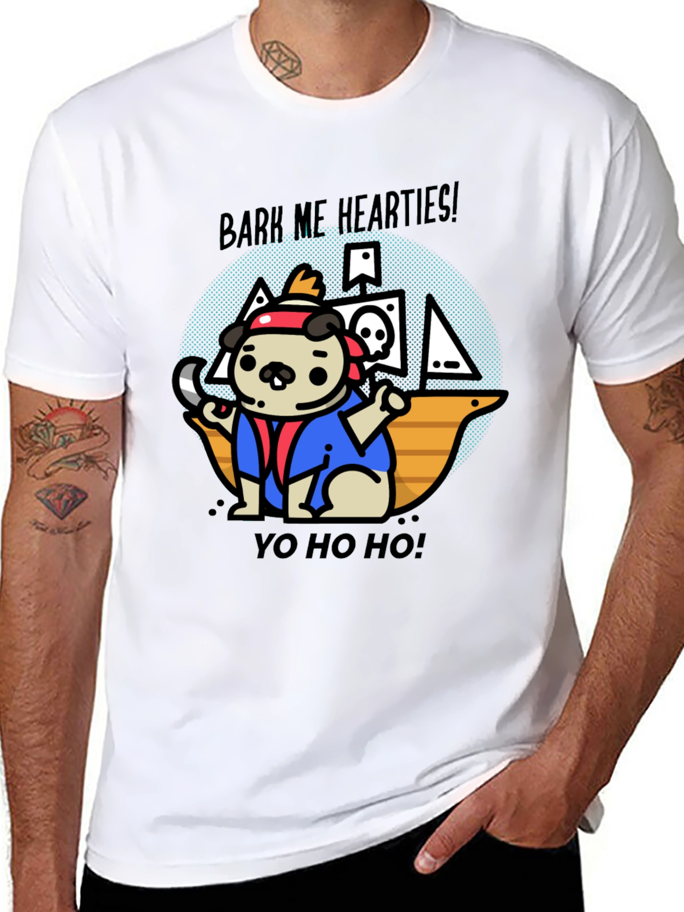 Pirate Pug T-Shirt - Bark Me Hearties!