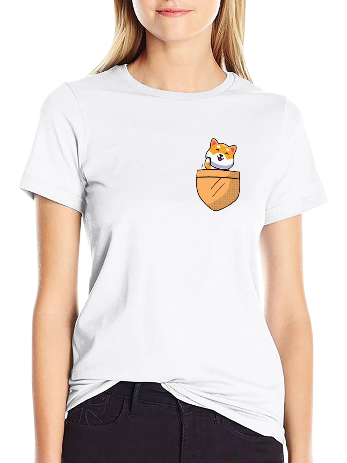 Shiba Inu Pocket Tee - Black Graphic T-Shirt