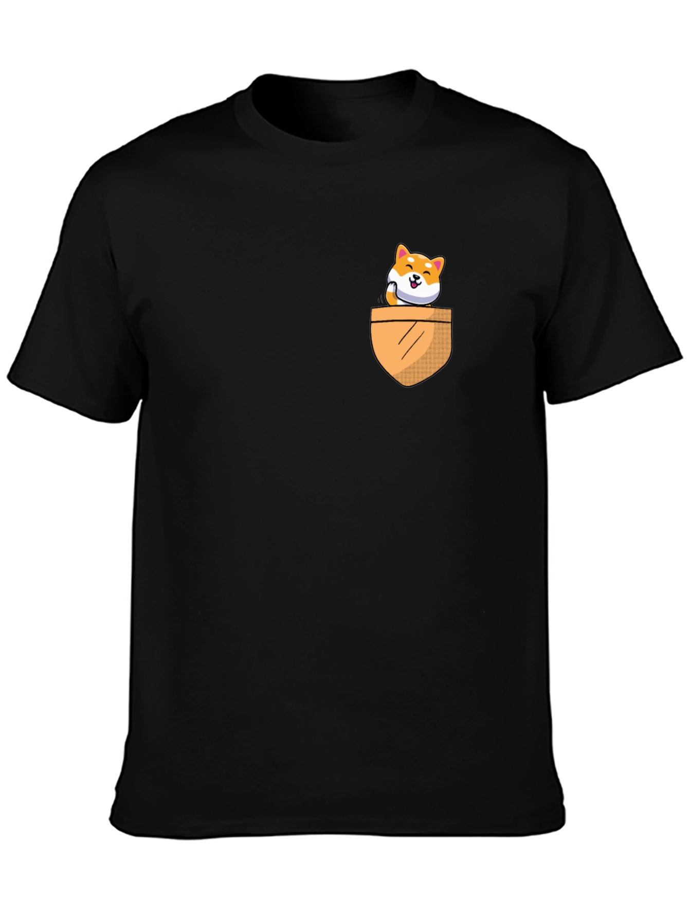 Shiba Inu Pocket Tee - Black Graphic T-Shirt