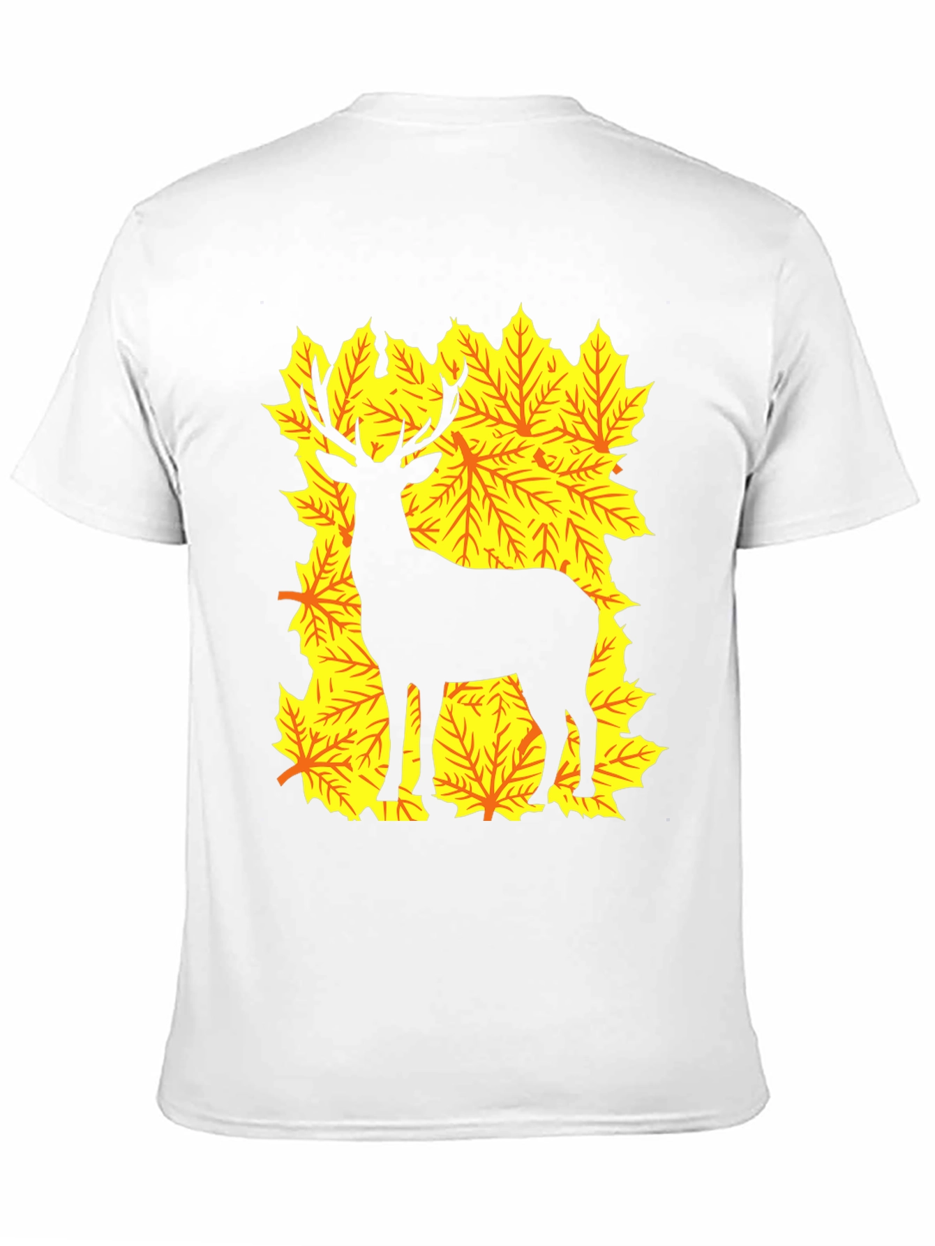Deer Silhouette on Autumn Leaves Graphic Tee