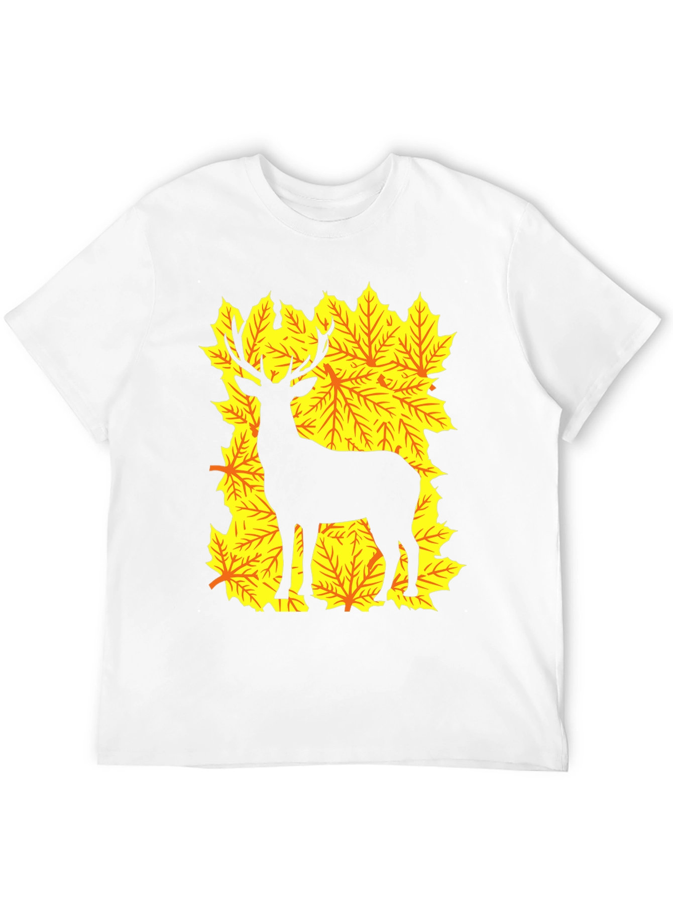Deer Silhouette on Autumn Leaves Graphic Tee
