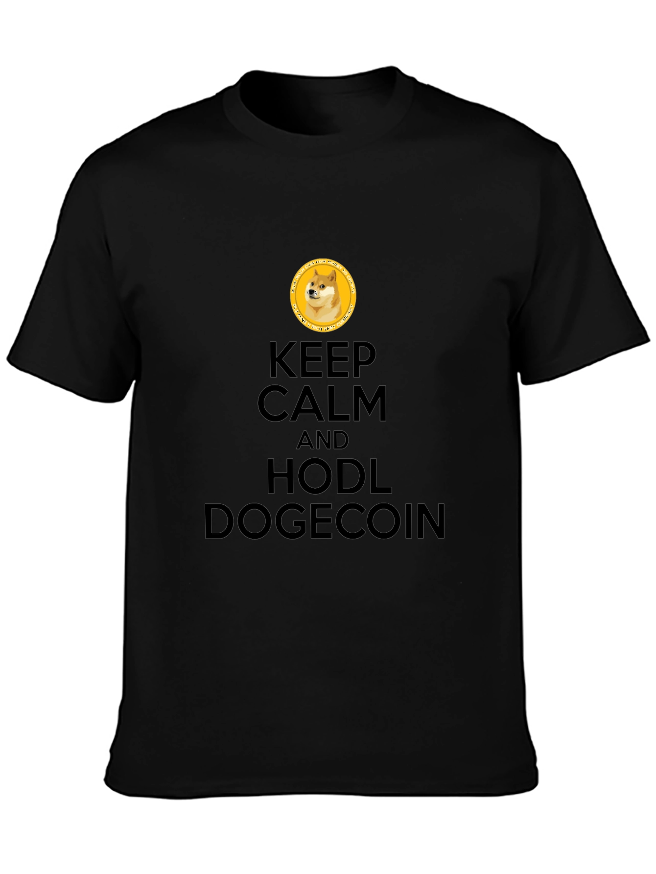 Keep Calm Hodl Dogecoin Black T-Shirt