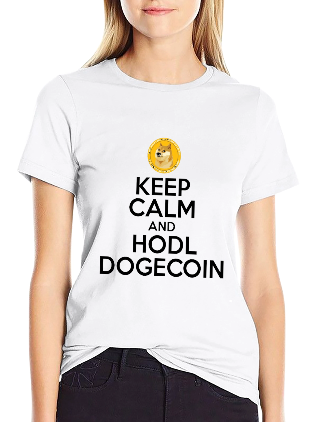 Keep Calm Hodl Dogecoin Black T-Shirt