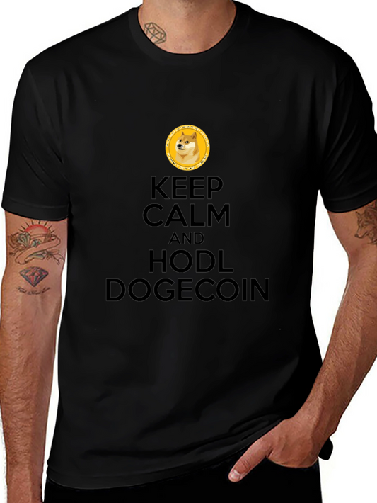 Keep Calm Hodl Dogecoin Black T-Shirt