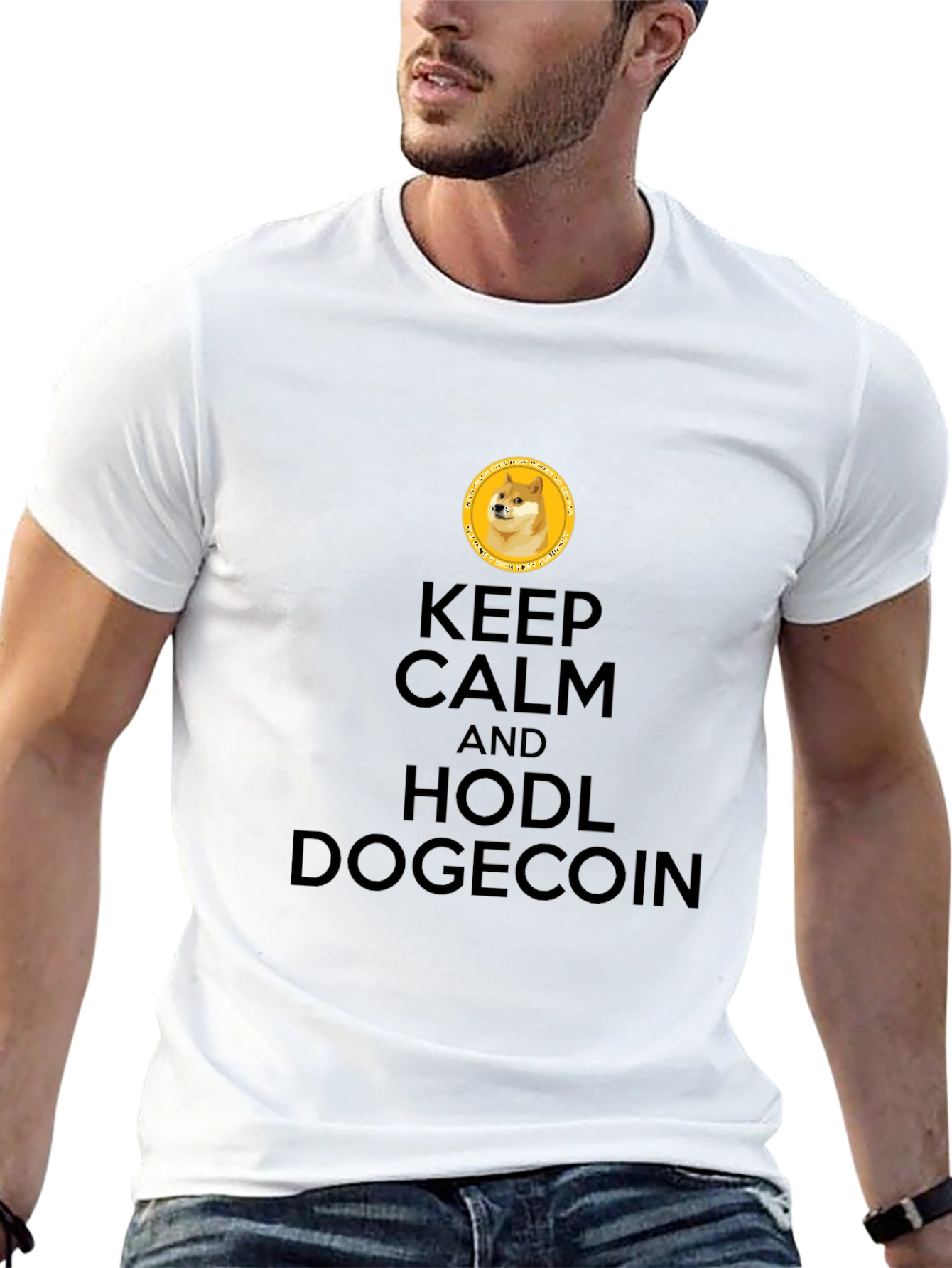 Keep Calm Hodl Dogecoin Black T-Shirt