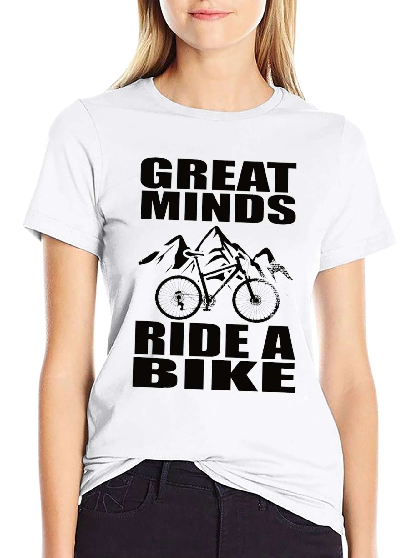 Great Minds Ride a Bike Black Graphic T-Shirt