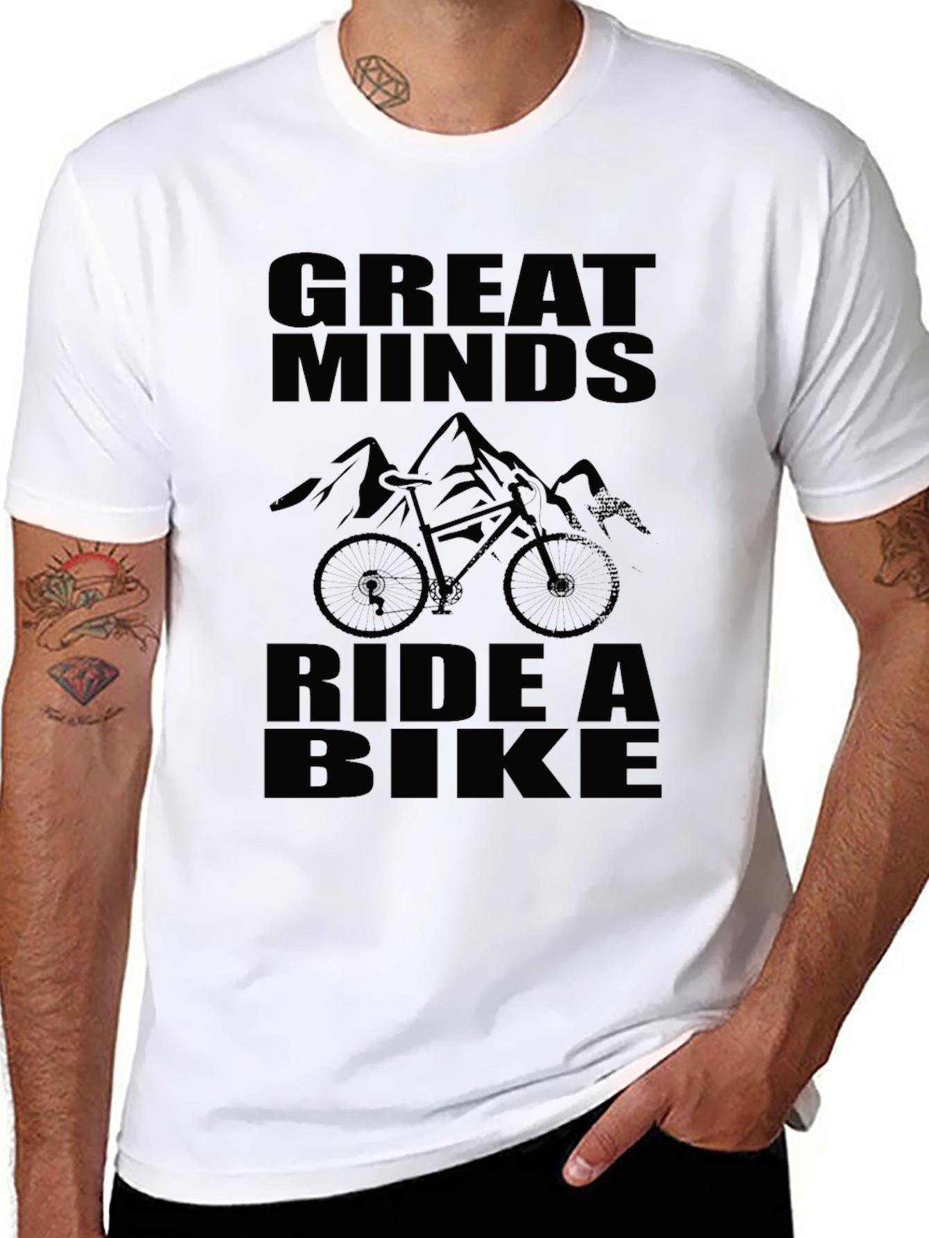 Great Minds Ride a Bike Black Graphic T-Shirt