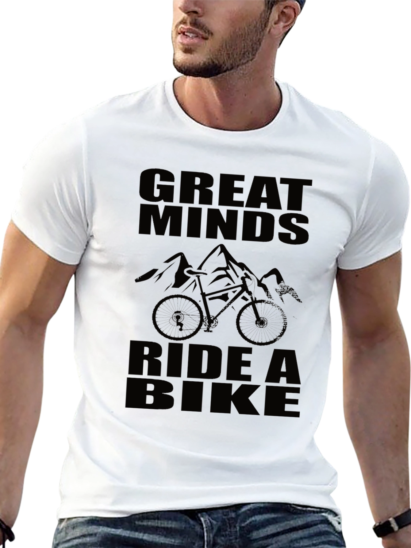 Great Minds Ride a Bike Black Graphic T-Shirt