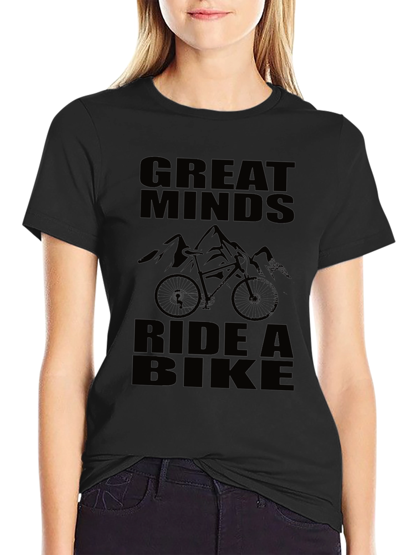 Great Minds Ride a Bike Black Graphic T-Shirt
