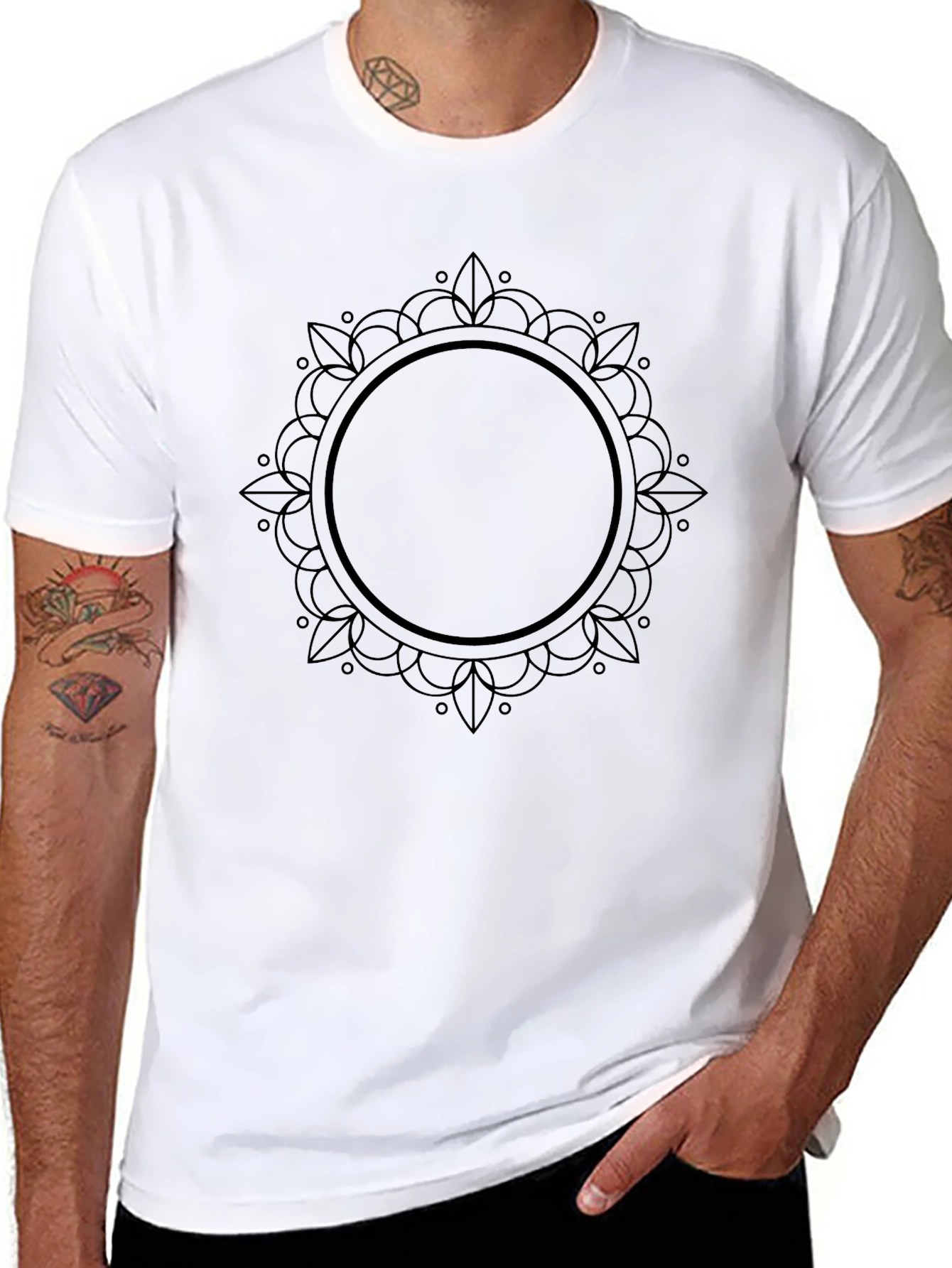 Black Mandala Graphic Print T-Shirt