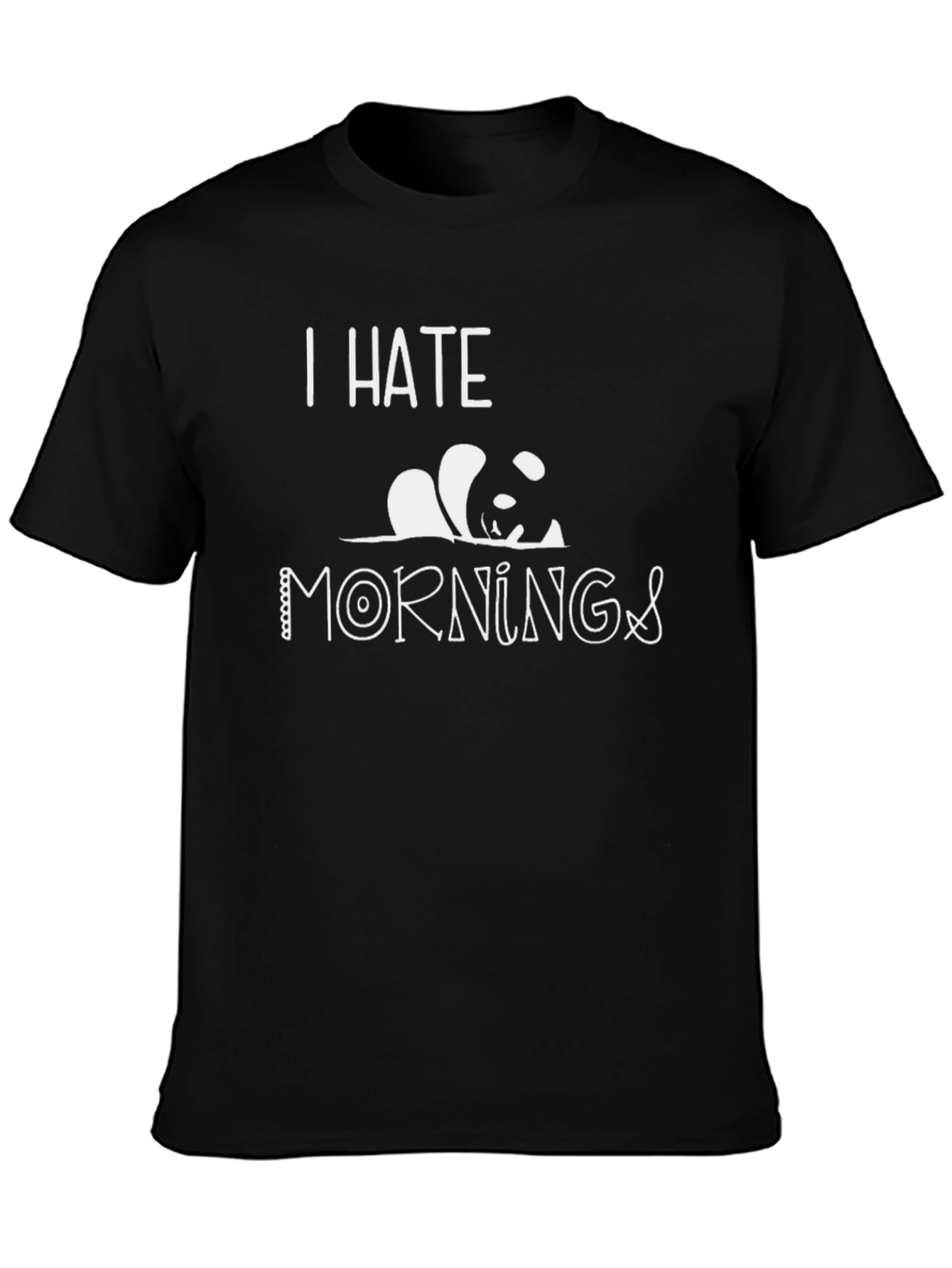 I Hate Mornings Panda Graphic T-Shirt - Black