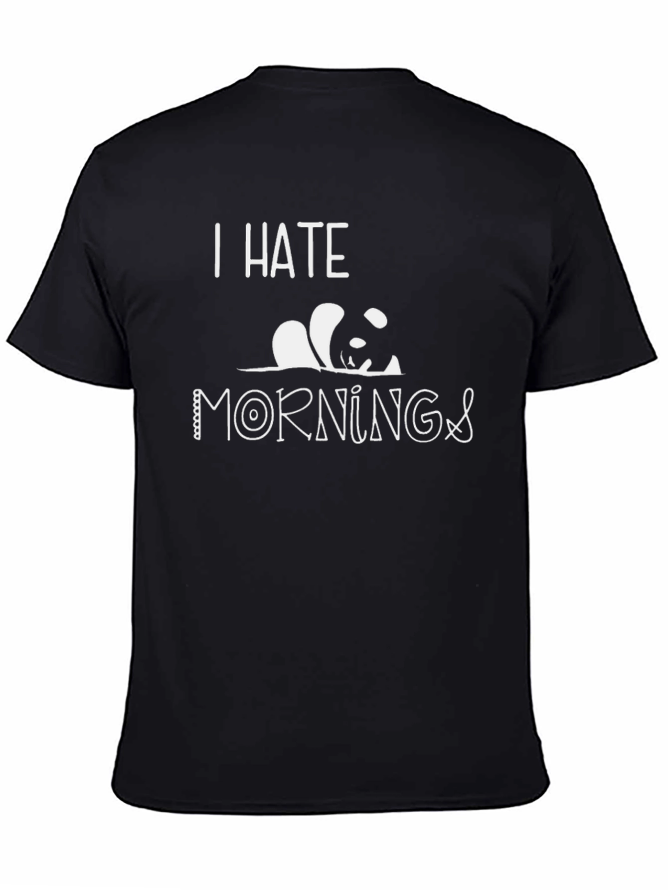 I Hate Mornings Panda Graphic T-Shirt - Black
