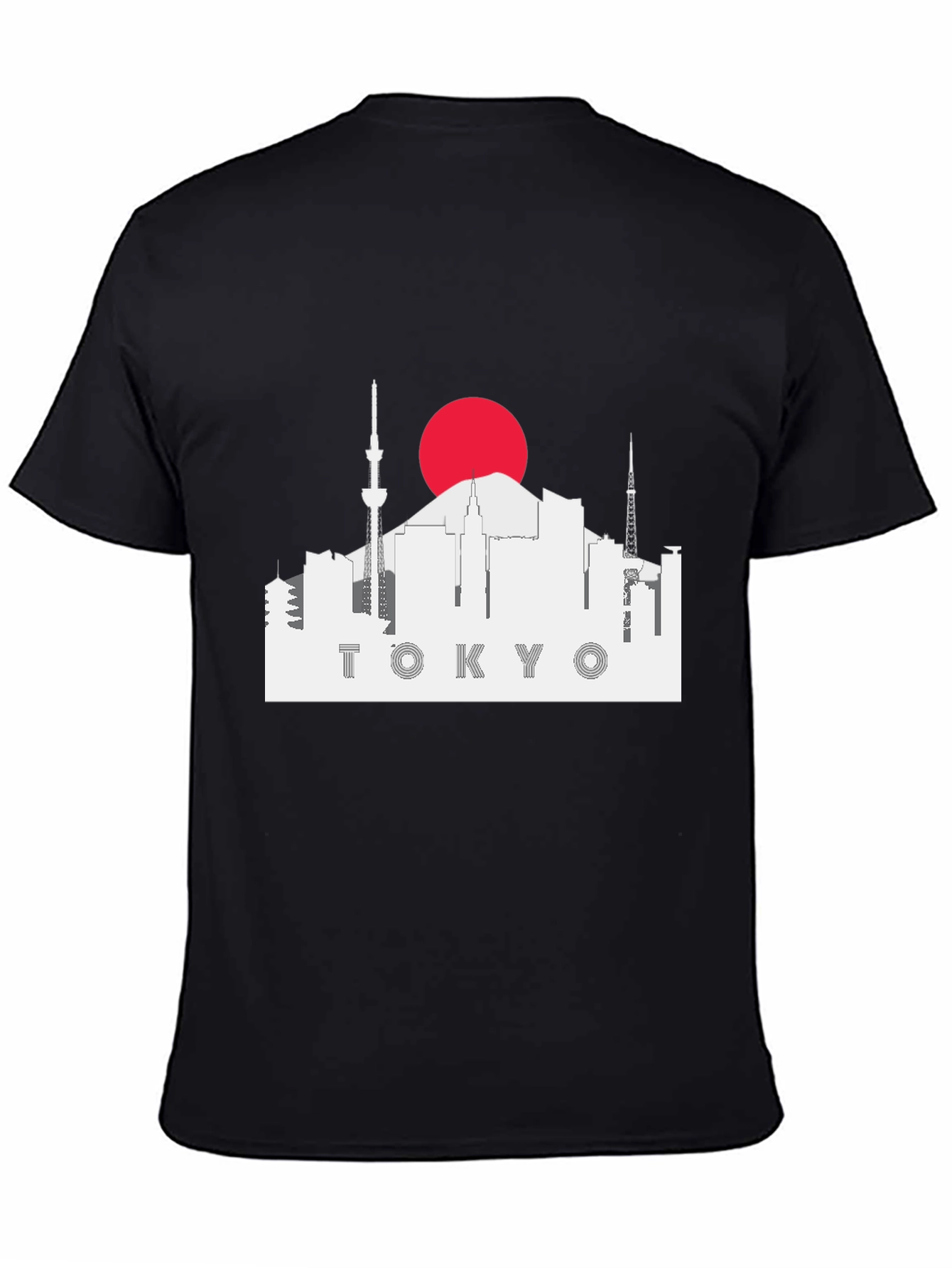 Tokyo Skyline Graphic Tee - Black Cotton T-Shirt