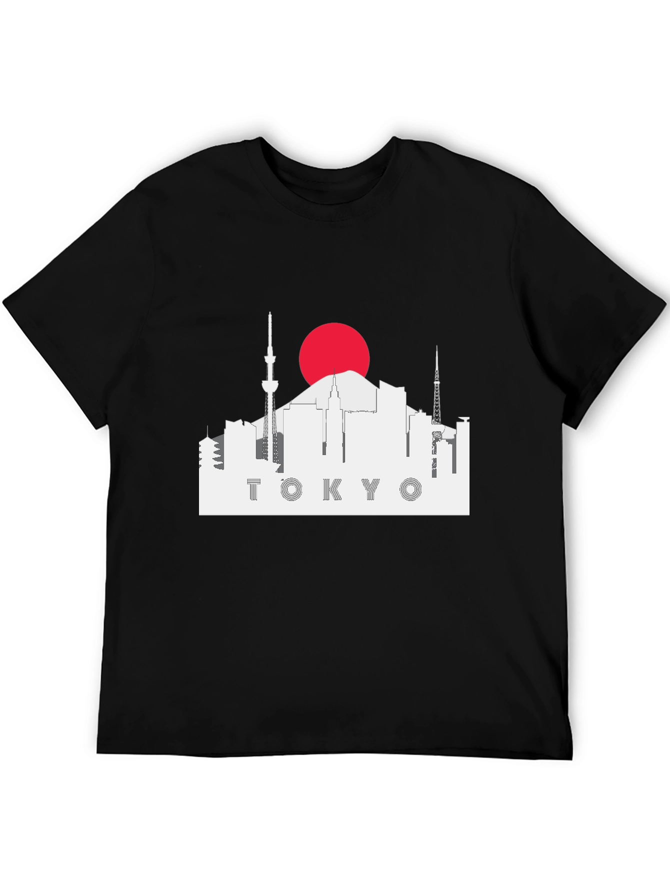 Tokyo Skyline Graphic Tee - Black Cotton T-Shirt