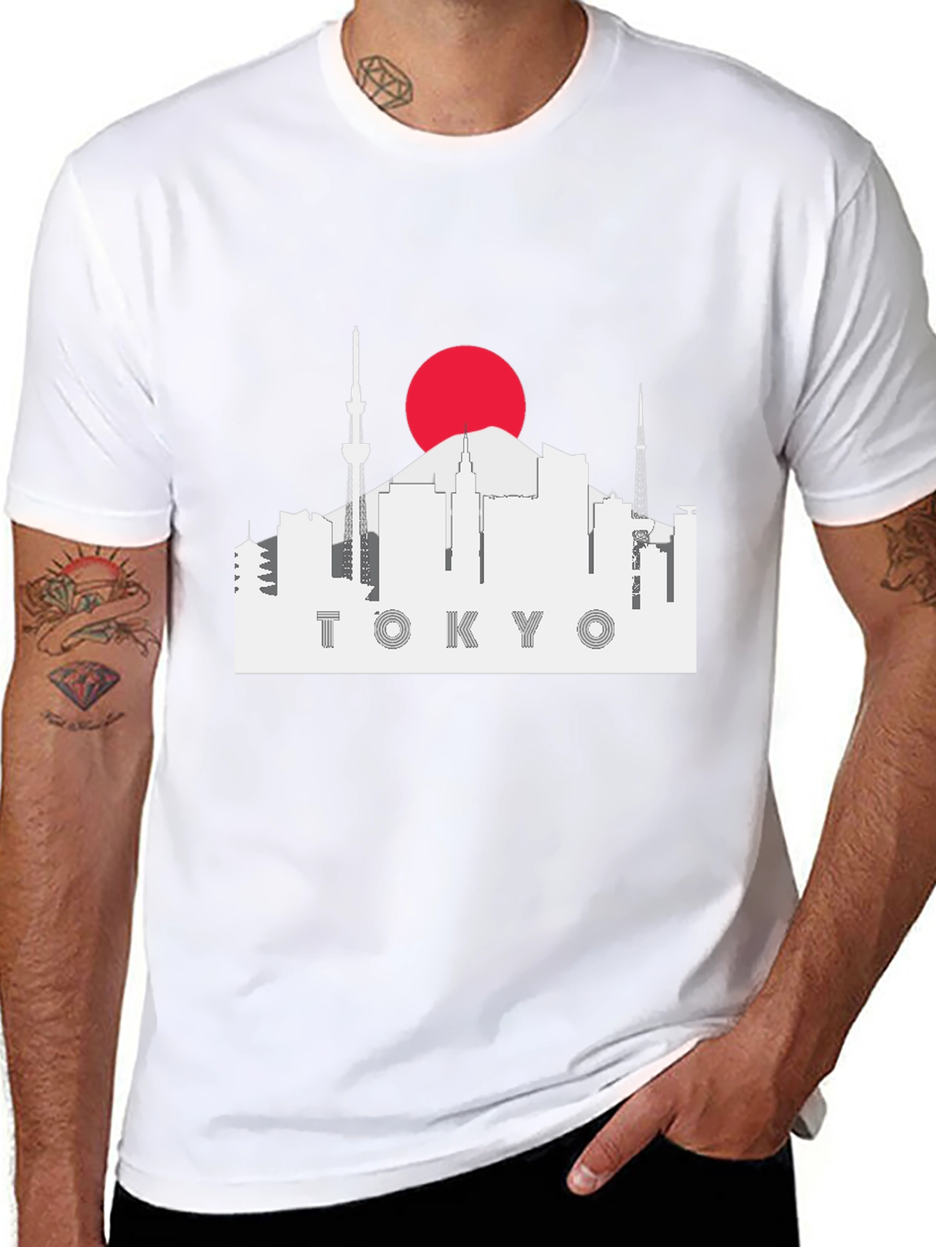 Tokyo Skyline Graphic Tee - Black Cotton T-Shirt