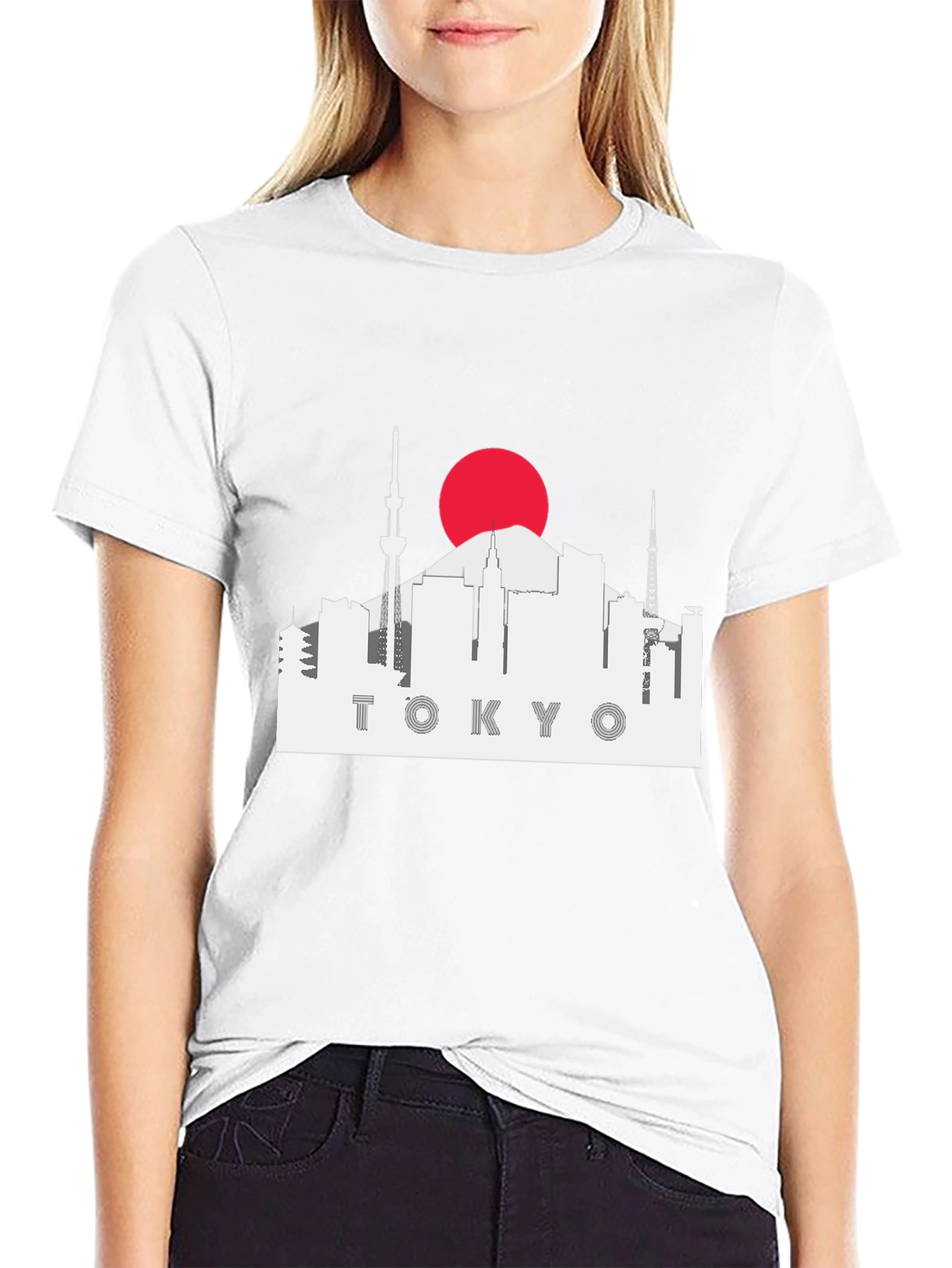 Tokyo Skyline Graphic Tee - Black Cotton T-Shirt