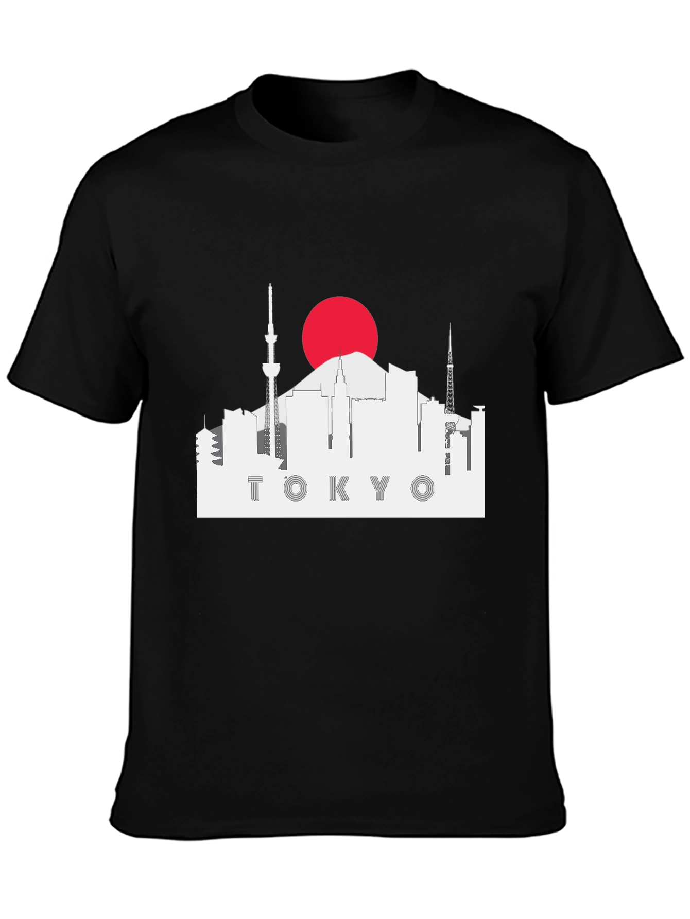Tokyo Skyline Graphic Tee - Black Cotton T-Shirt
