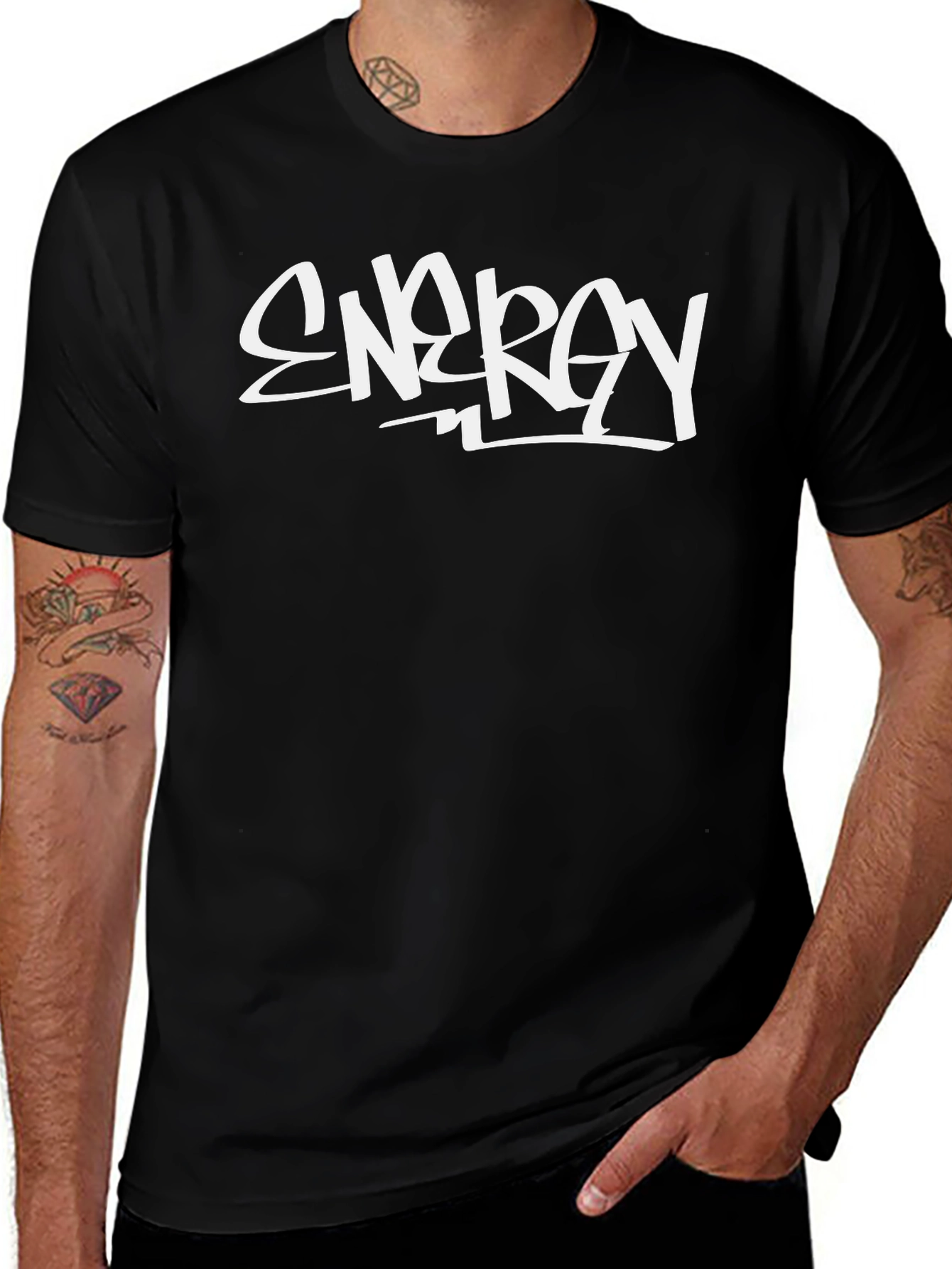Energy Black Graphic Tee - Bold Streetwear Style
