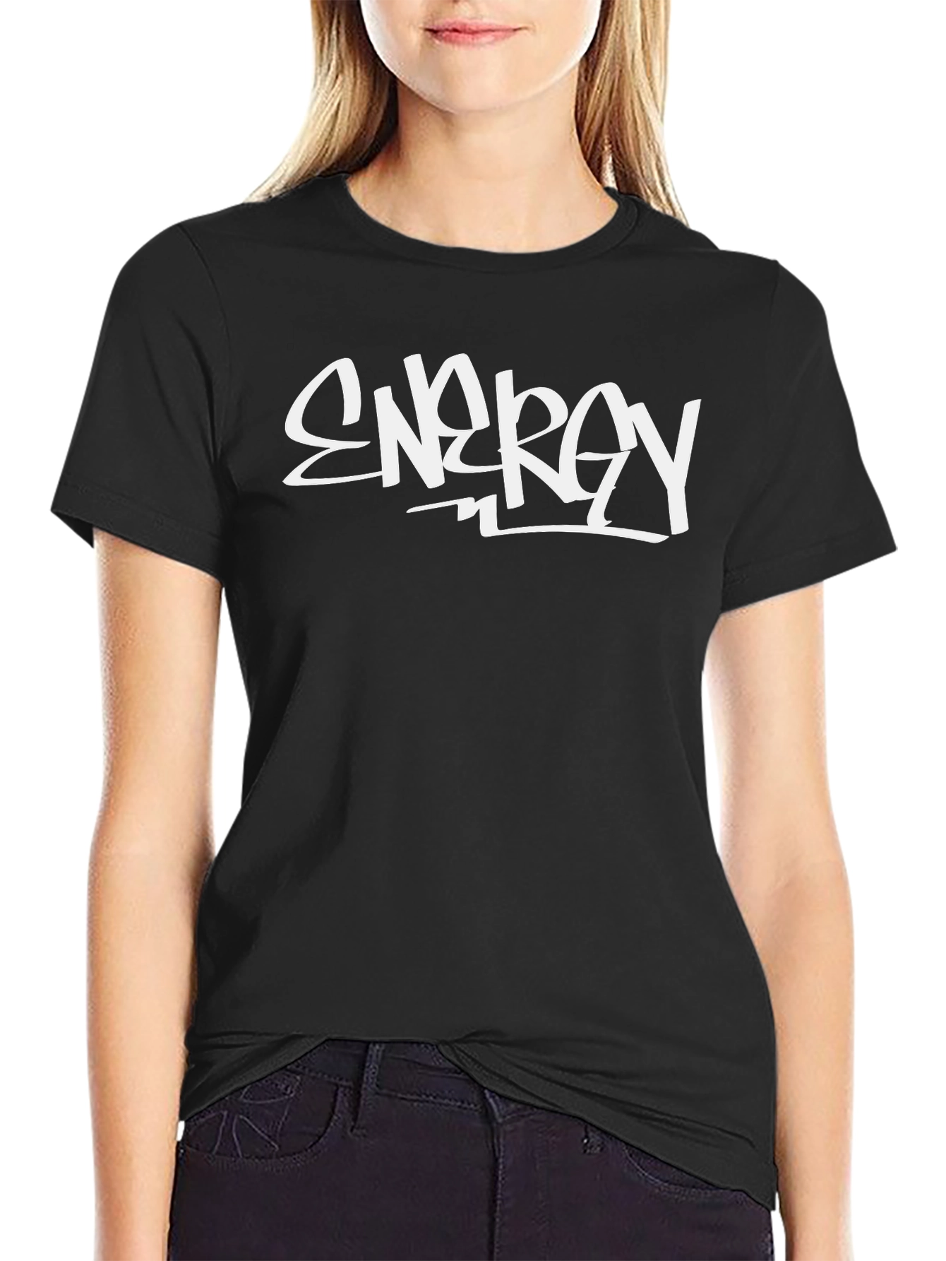 Energy Black Graphic Tee - Bold Streetwear Style