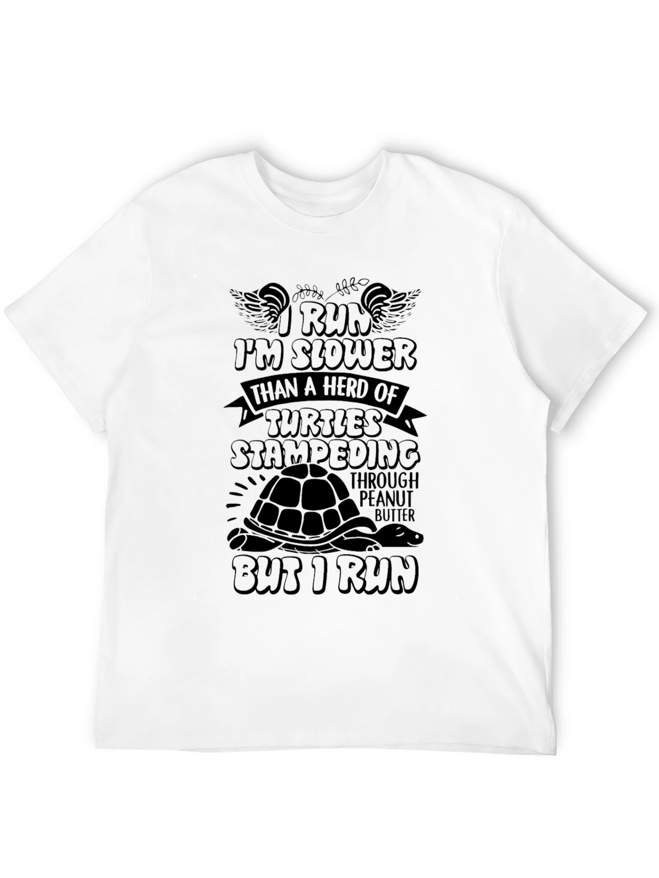 I Run Slower Than Turtles Stampeding Mens Black T-Shirt