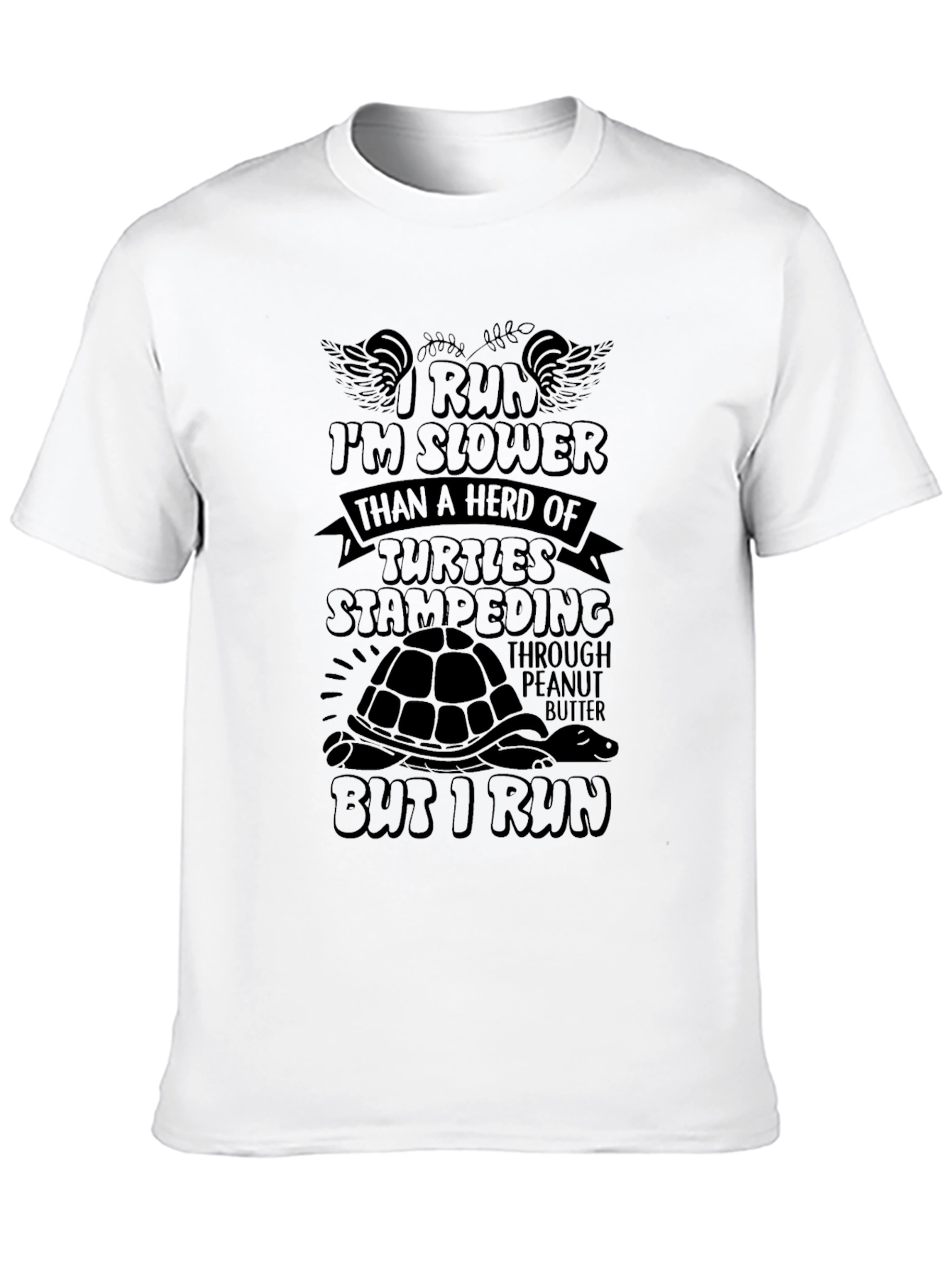 I Run Slower Than Turtles Stampeding Mens Black T-Shirt
