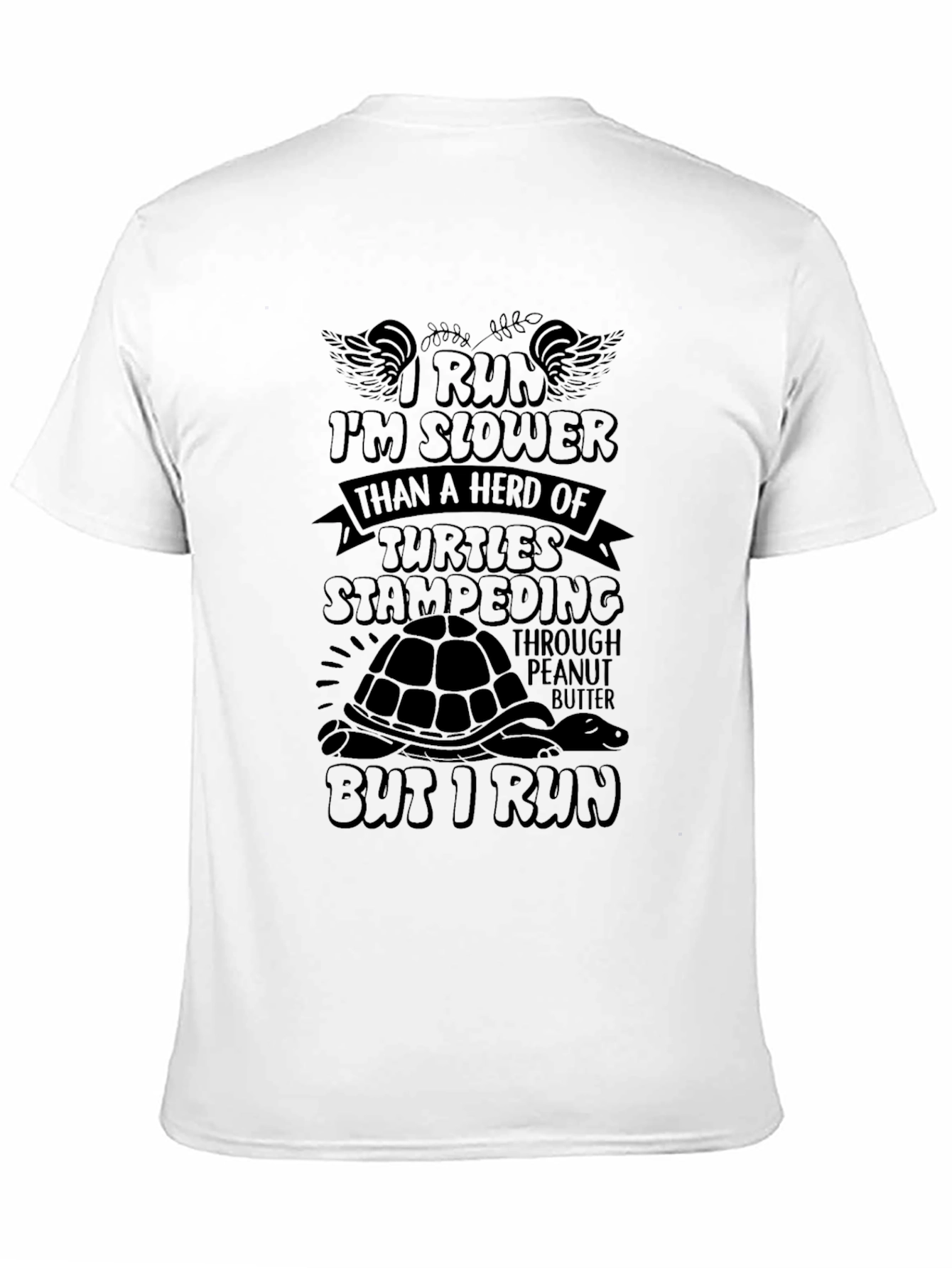 I Run Slower Than Turtles Stampeding Mens Black T-Shirt