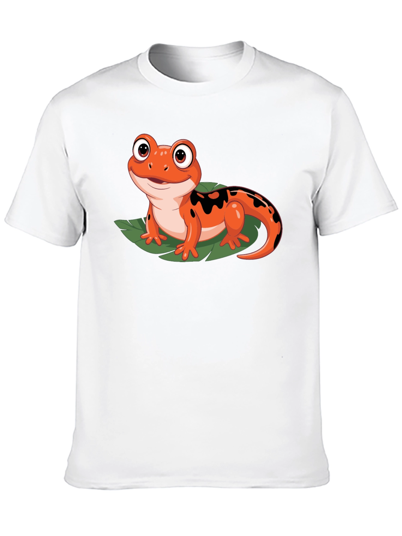Cute Cartoon Salamander Graphic Black T-Shirt