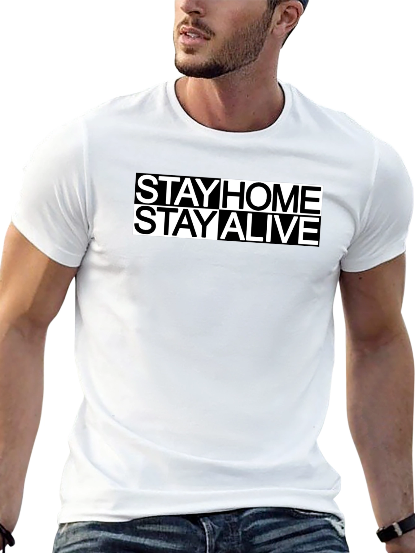 Stay Home Stay Alive Graphic Tee - Black