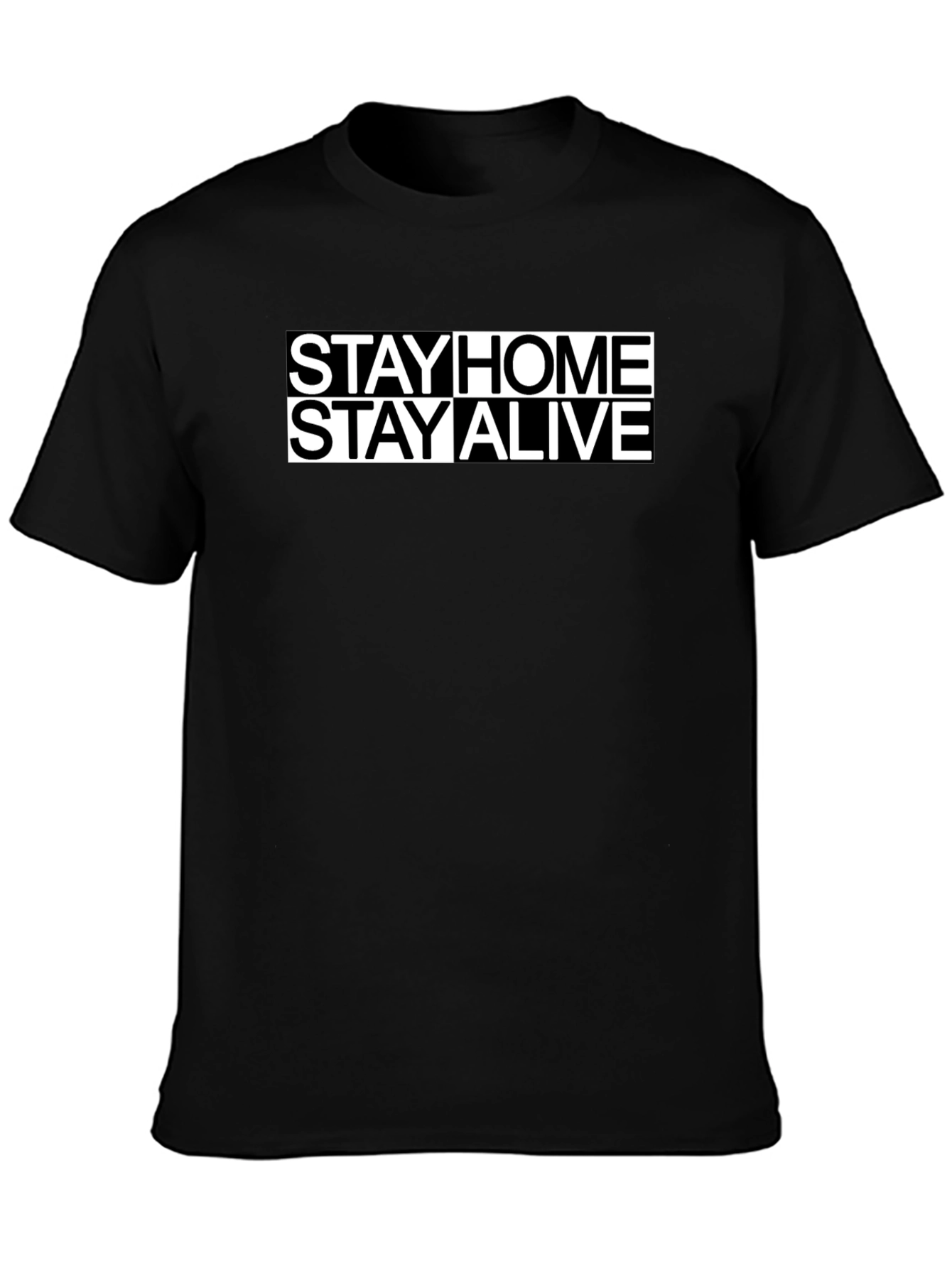 Stay Home Stay Alive Graphic Tee - Black