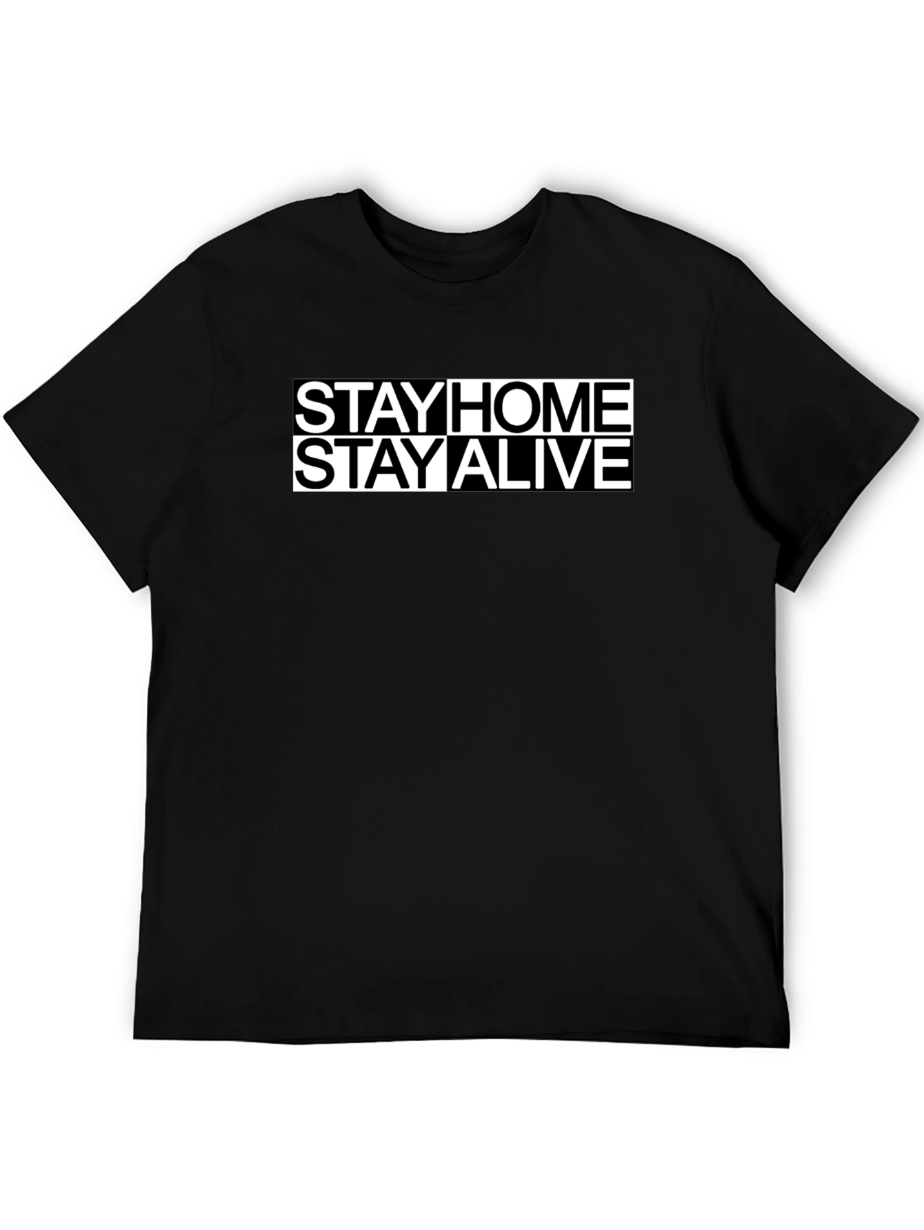 Stay Home Stay Alive Graphic Tee - Black