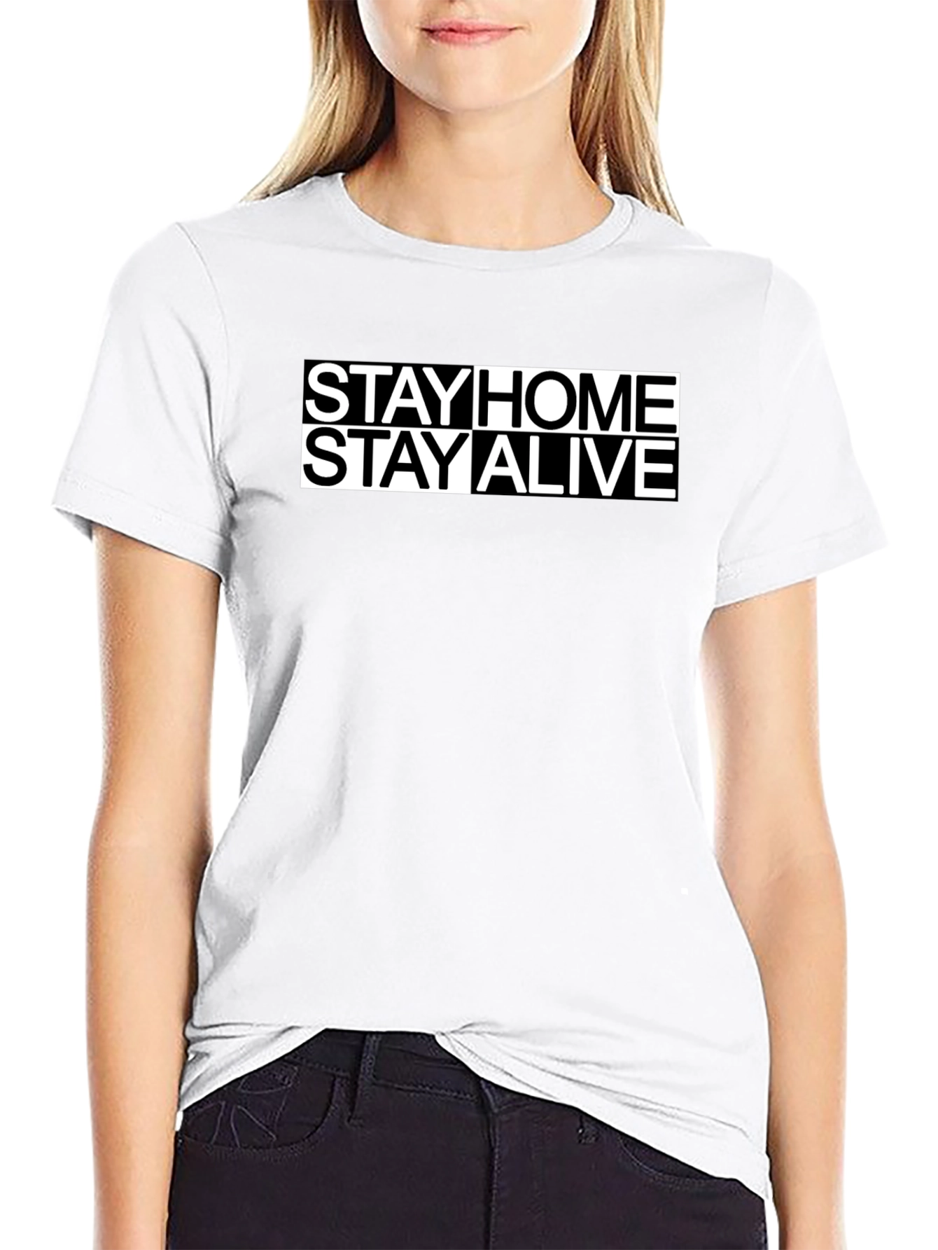Stay Home Stay Alive Graphic Tee - Black