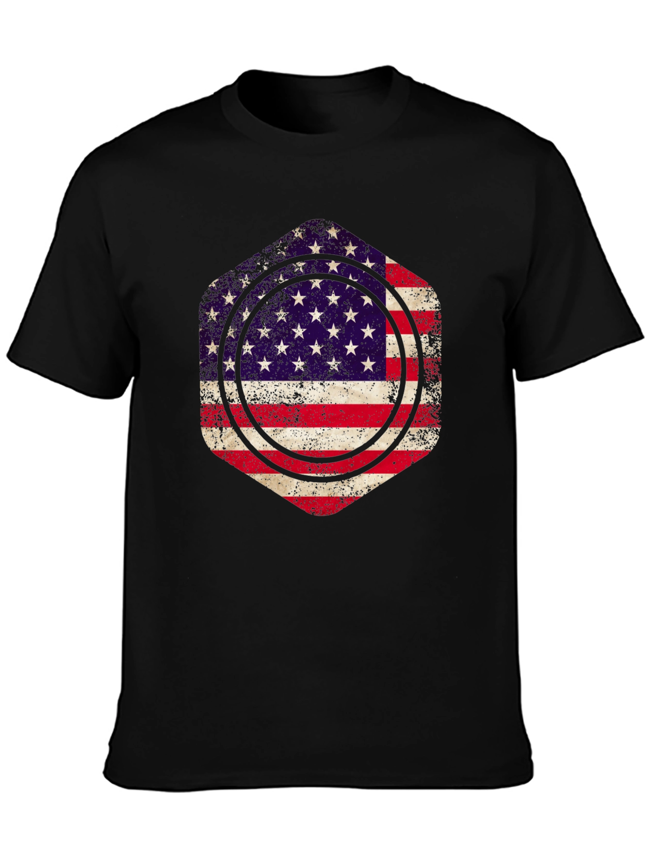 American Flag Graphic Print Mens Black T-Shirt