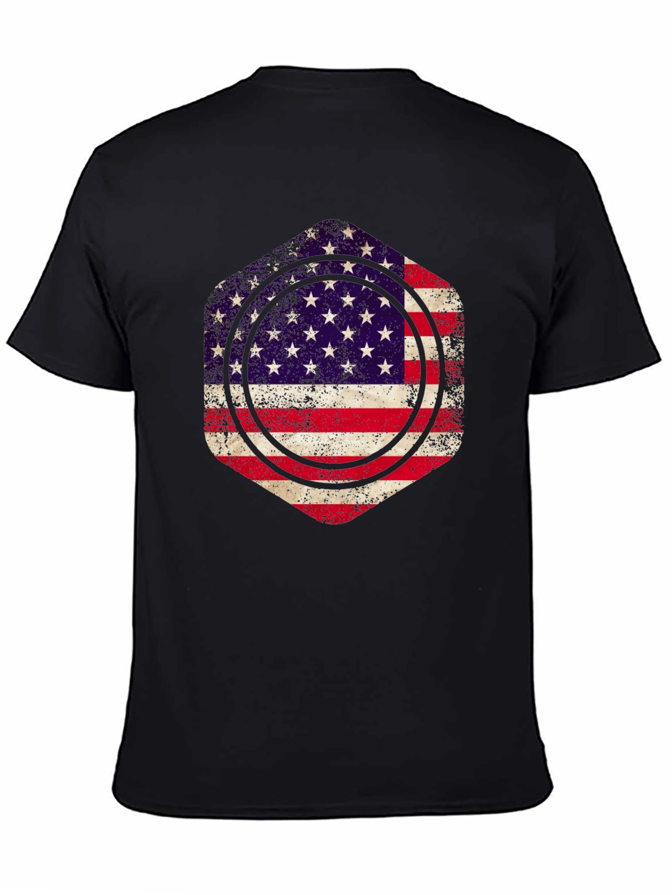 American Flag Graphic Print Mens Black T-Shirt