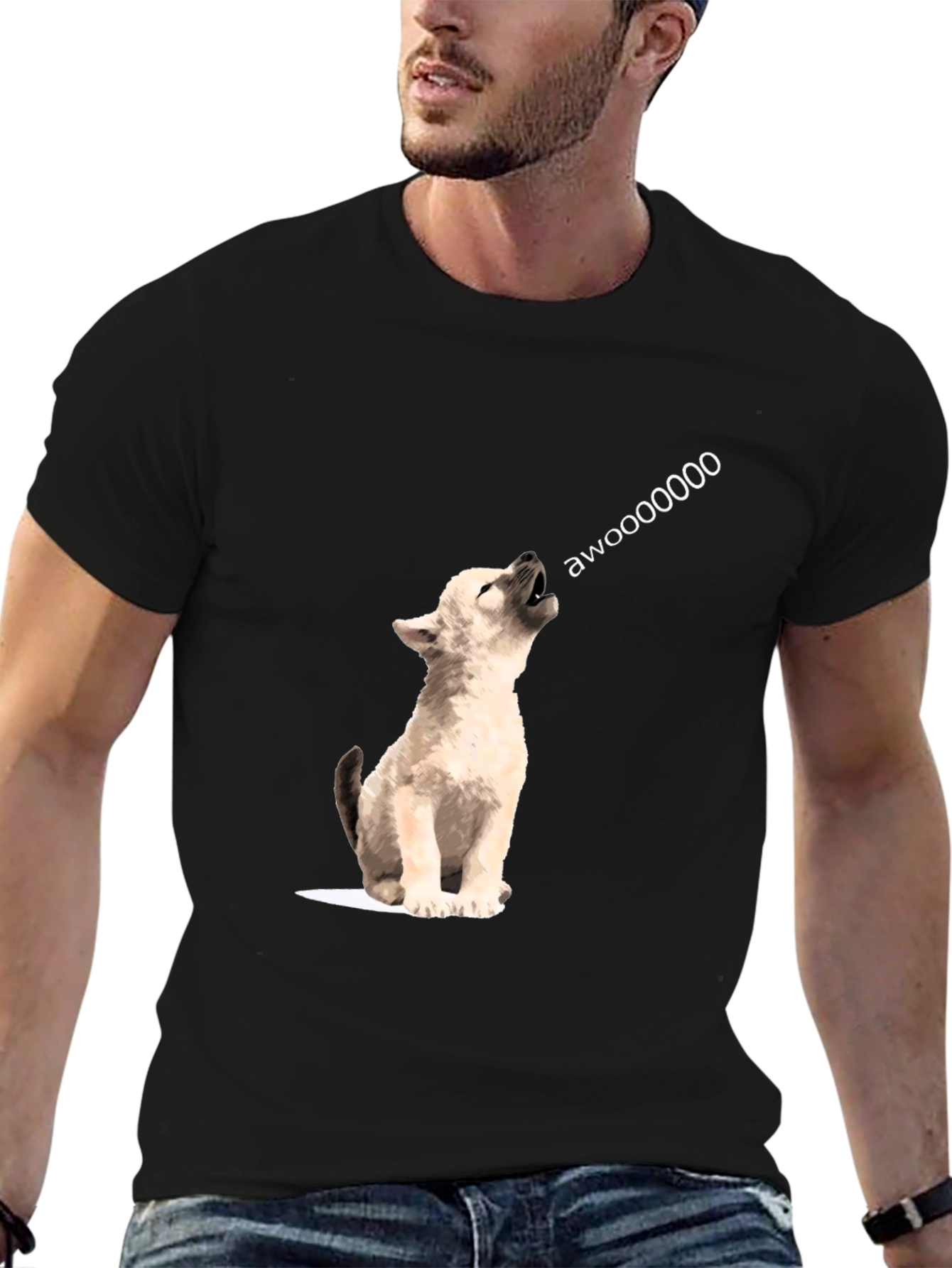 Awoooo Wolf Graphic Tee - Black