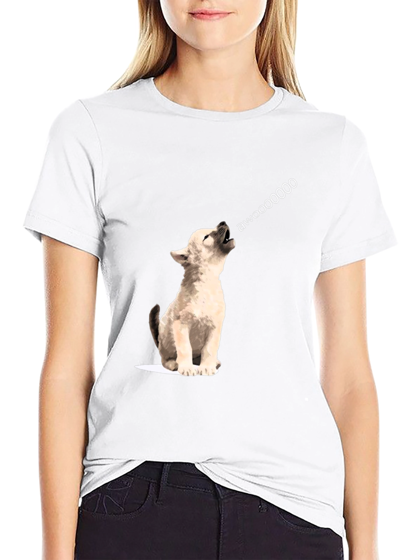 Awoooo Wolf Graphic Tee - Black